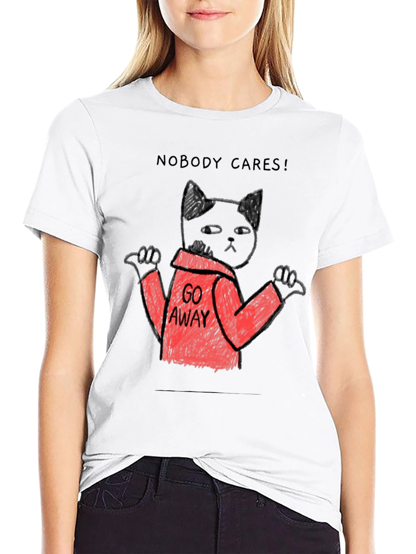 Nobody Cares Black Cat T-Shirt