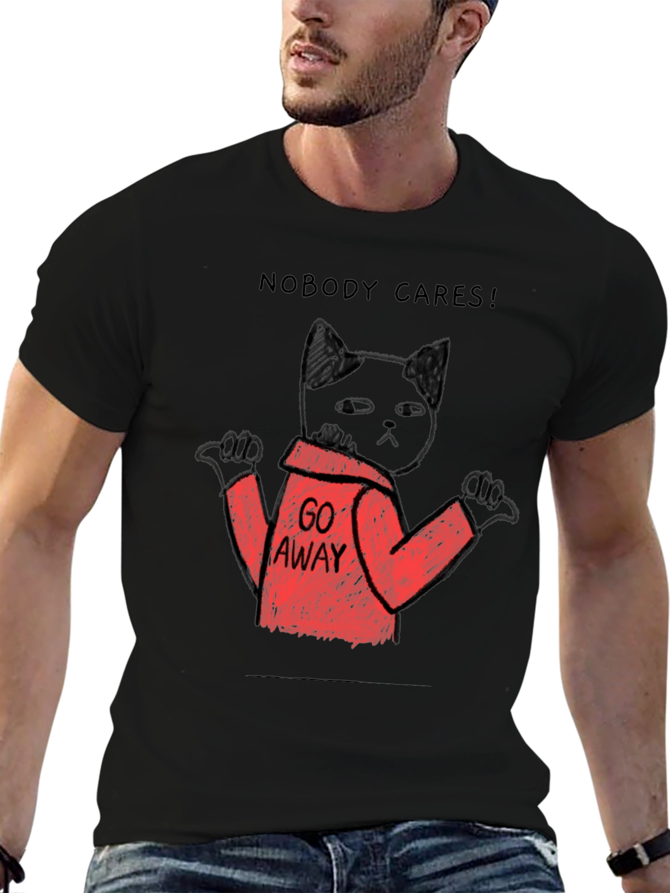 Nobody Cares Black Cat T-Shirt