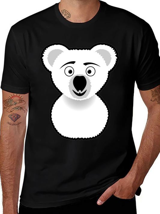 Cute Cartoon Bear Graphic Black T-Shirt