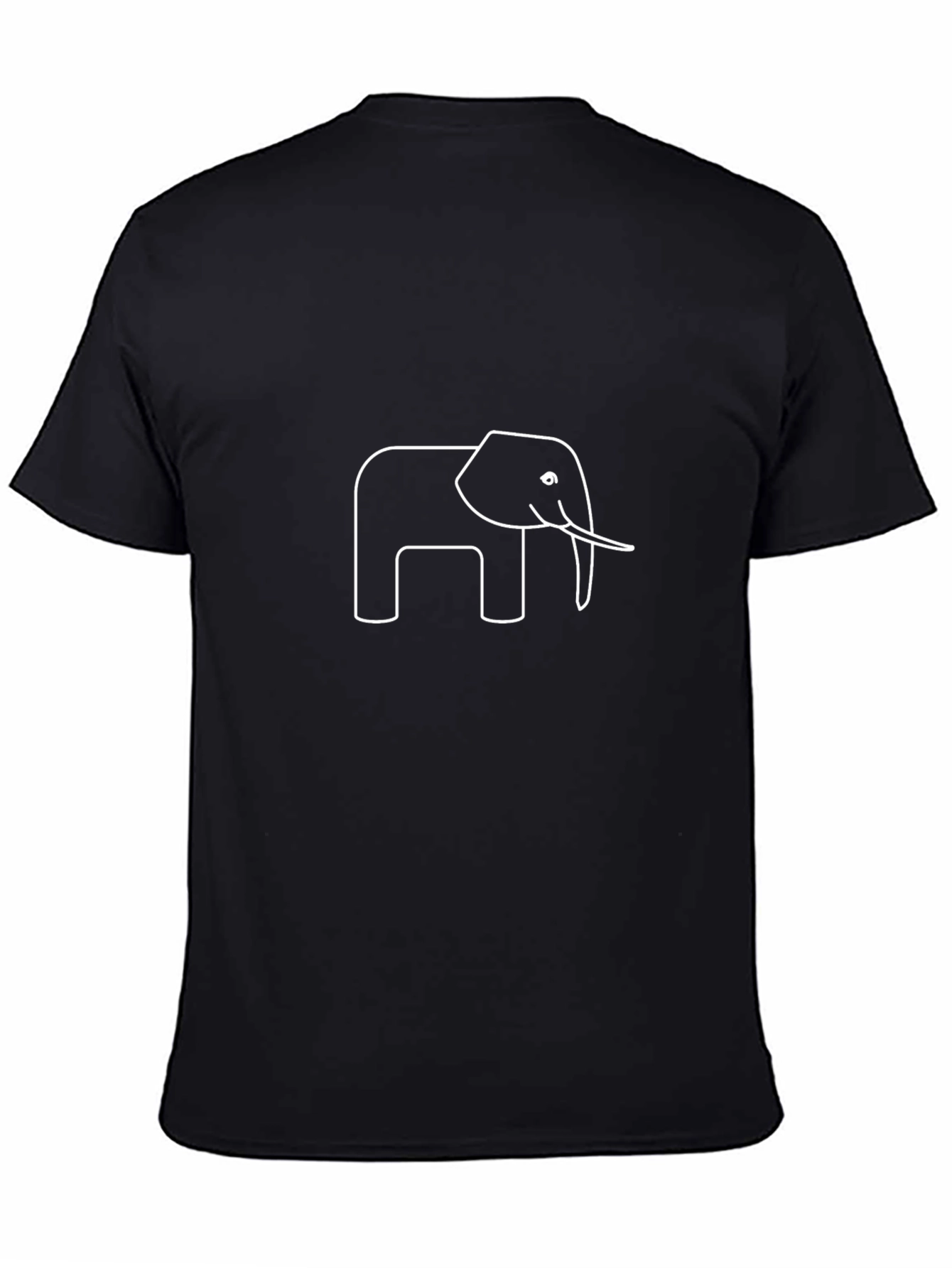 Elephant Outline Black T-Shirt