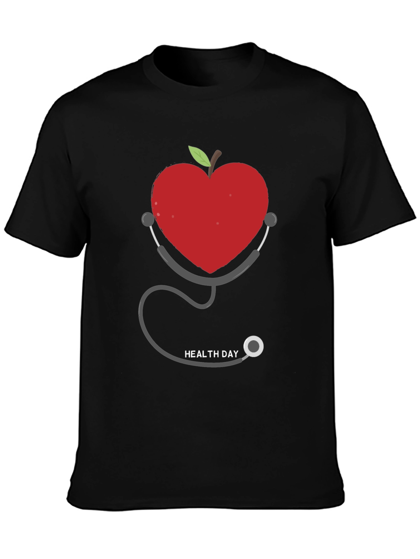 Heart Apple Stethoscope Graphic Tee - Health Day Shirt