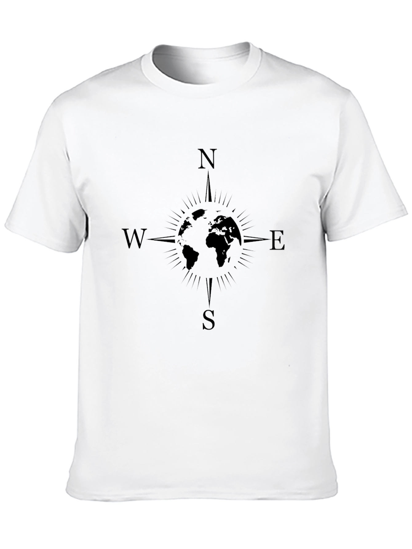 Compass Rose Graphic Tee - Black Cotton Blend