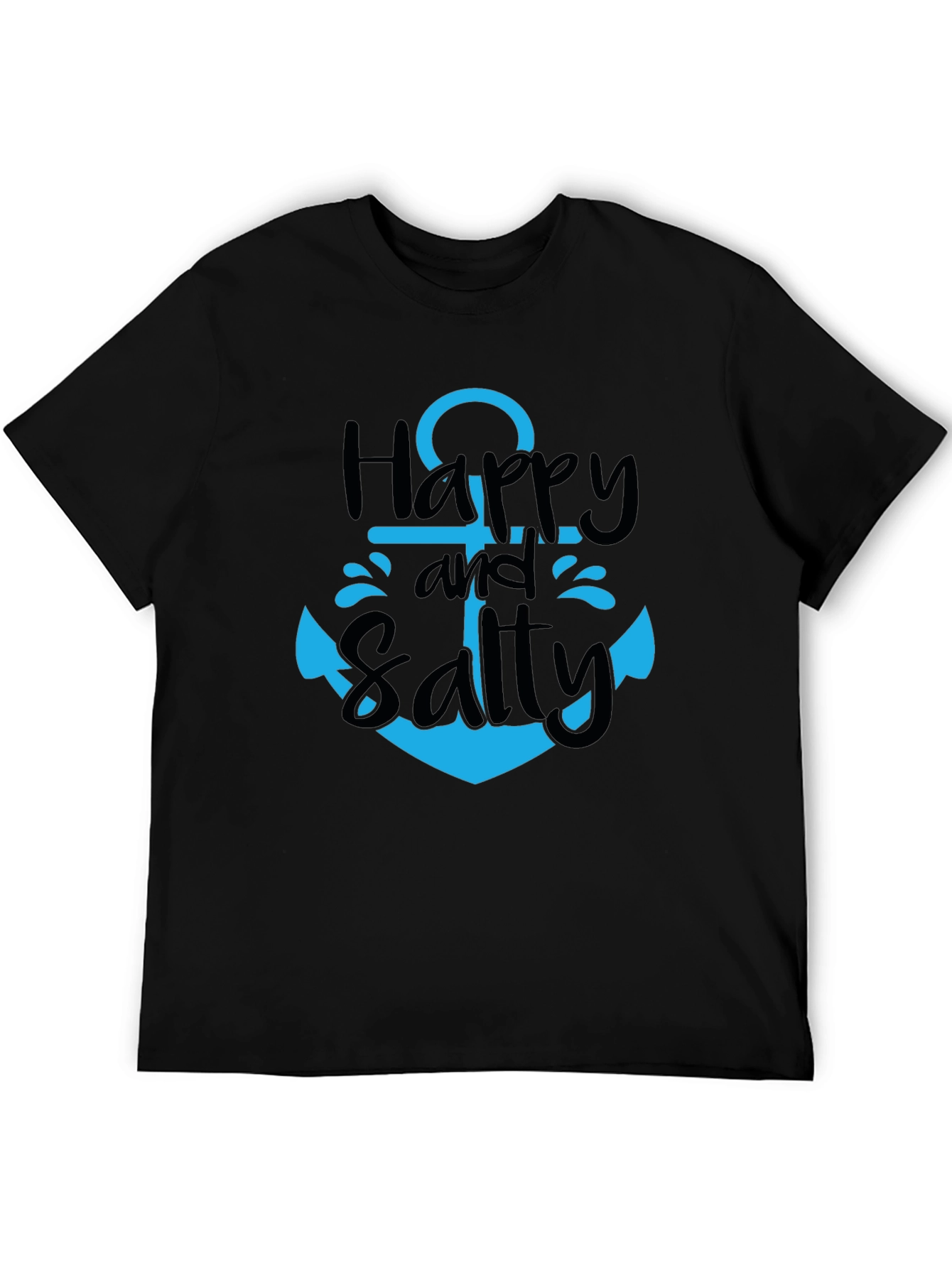 Happy and Salty Anchor T-Shirt - Black