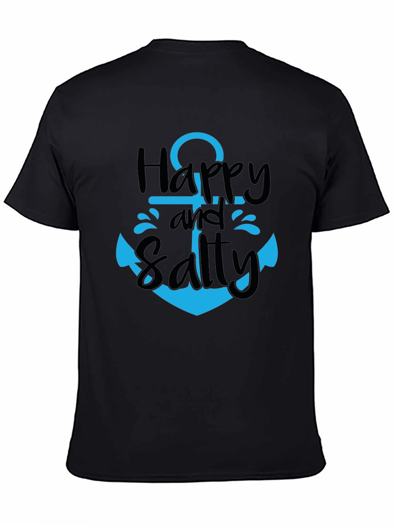 Happy and Salty Anchor T-Shirt - Black