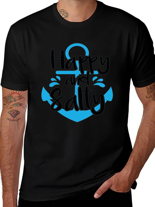 Happy and Salty Anchor T-Shirt - Black