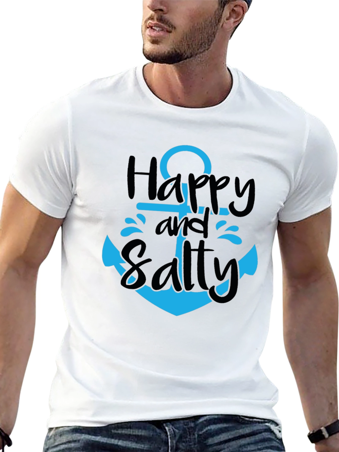 Happy and Salty Anchor T-Shirt - Black