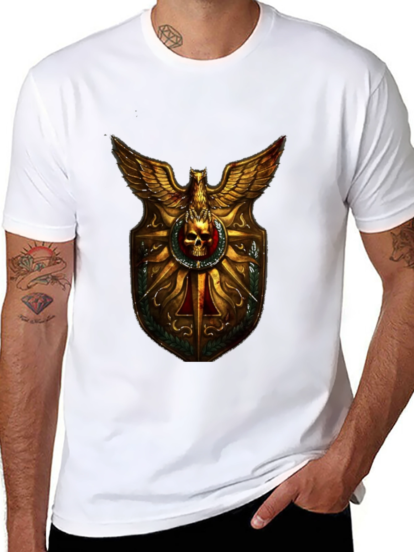 Skull & Eagle Crest Graphic T-Shirt