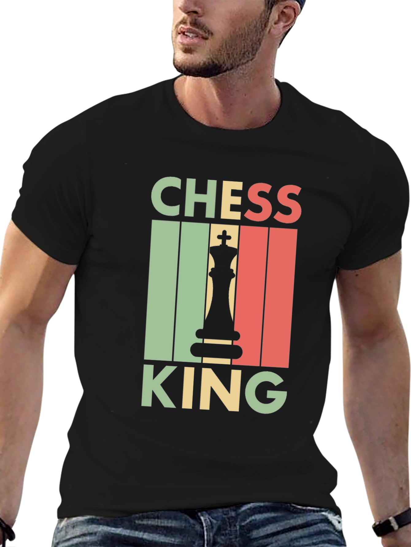 Chess King Graphic T-Shirt - Retro Style Mens Tee