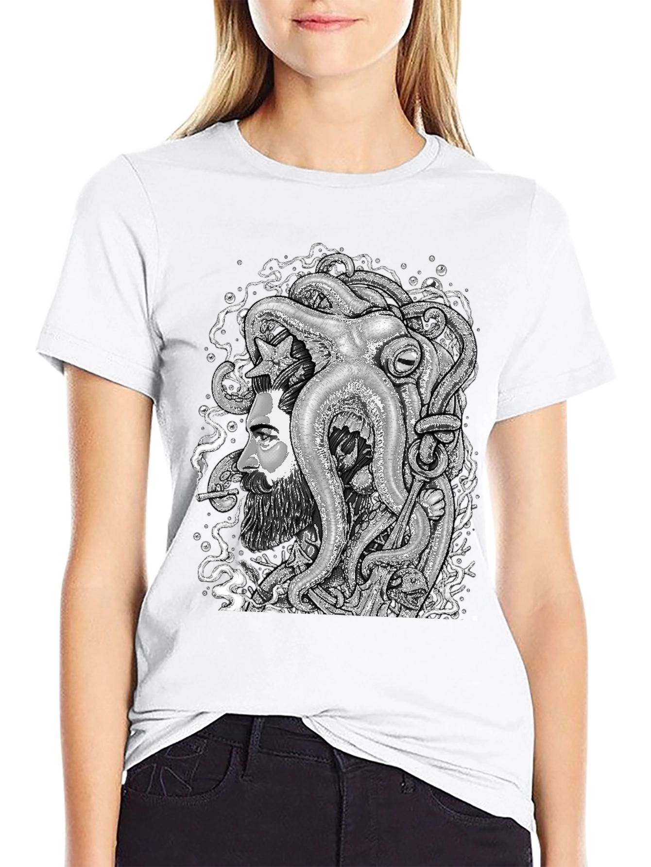 Octopus Beard Black T-Shirt