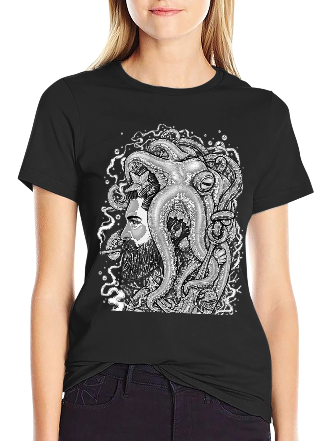 Octopus Beard Black T-Shirt