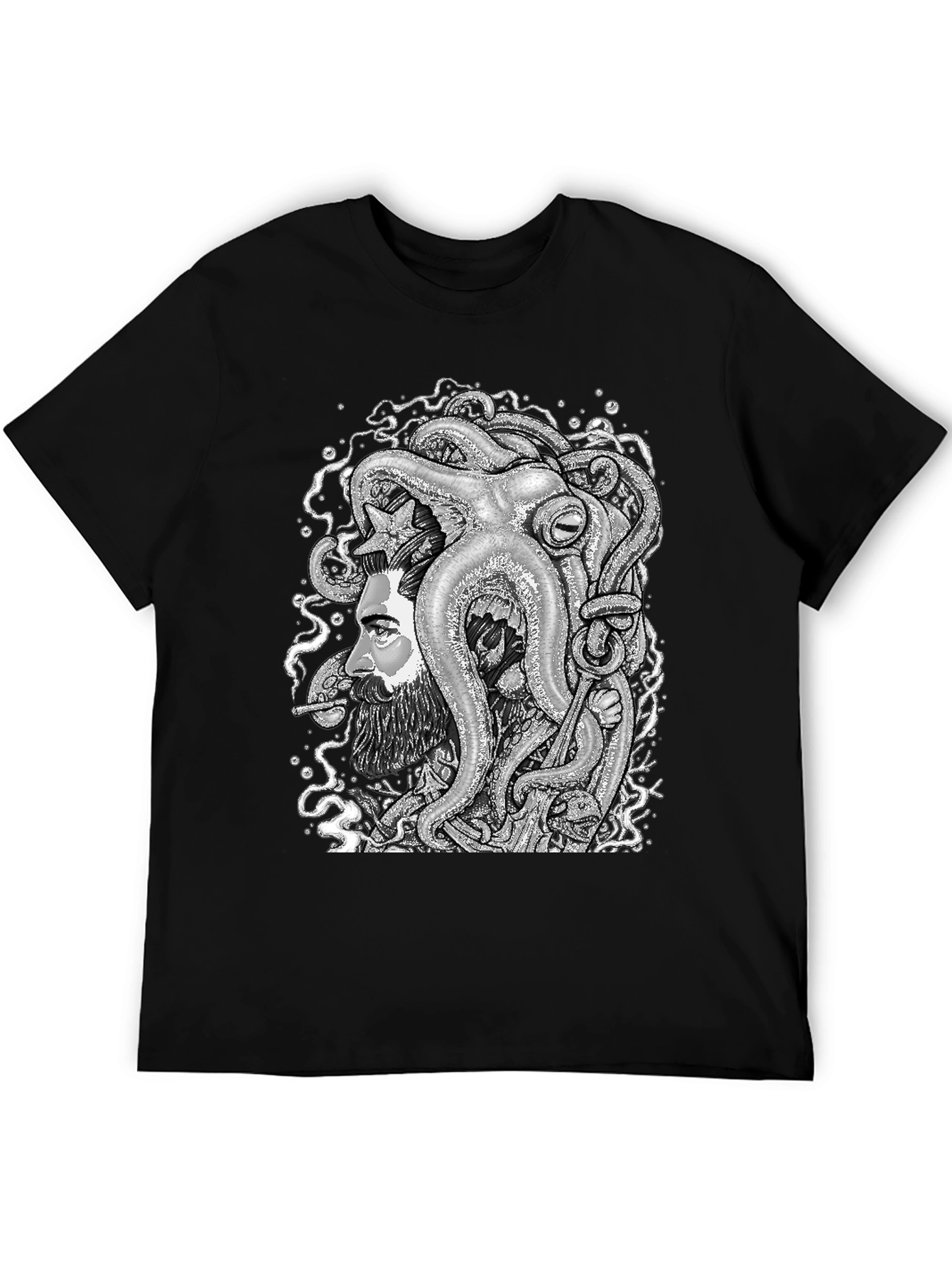 Octopus Beard Black T-Shirt