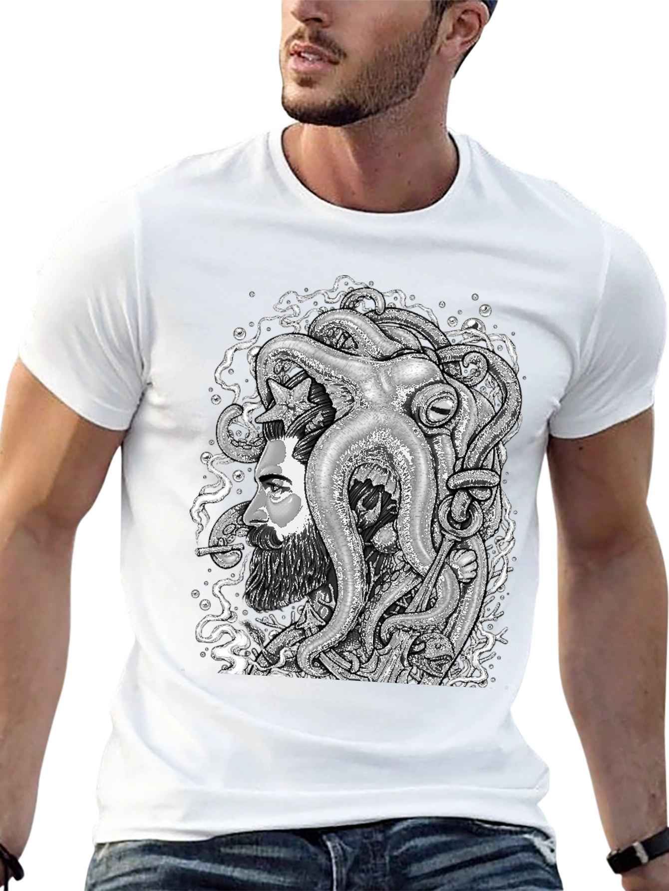 Octopus Beard Black T-Shirt