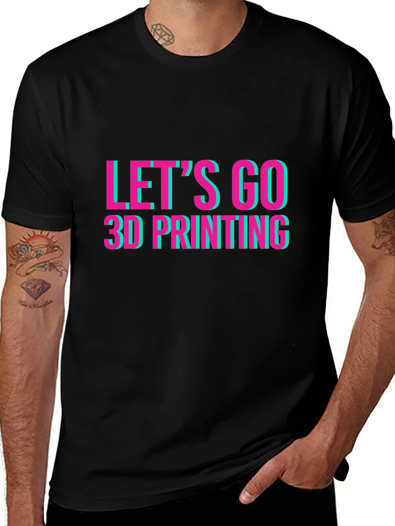 Lets Go 3D Printing Graphic Tee - Black