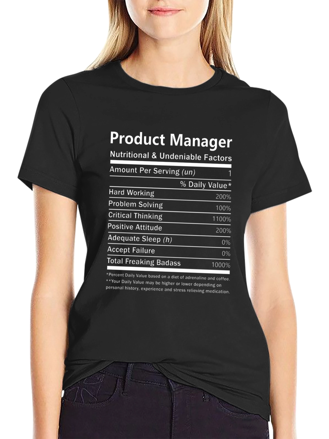 Product Manager Nutrition Facts Funny T-Shirt