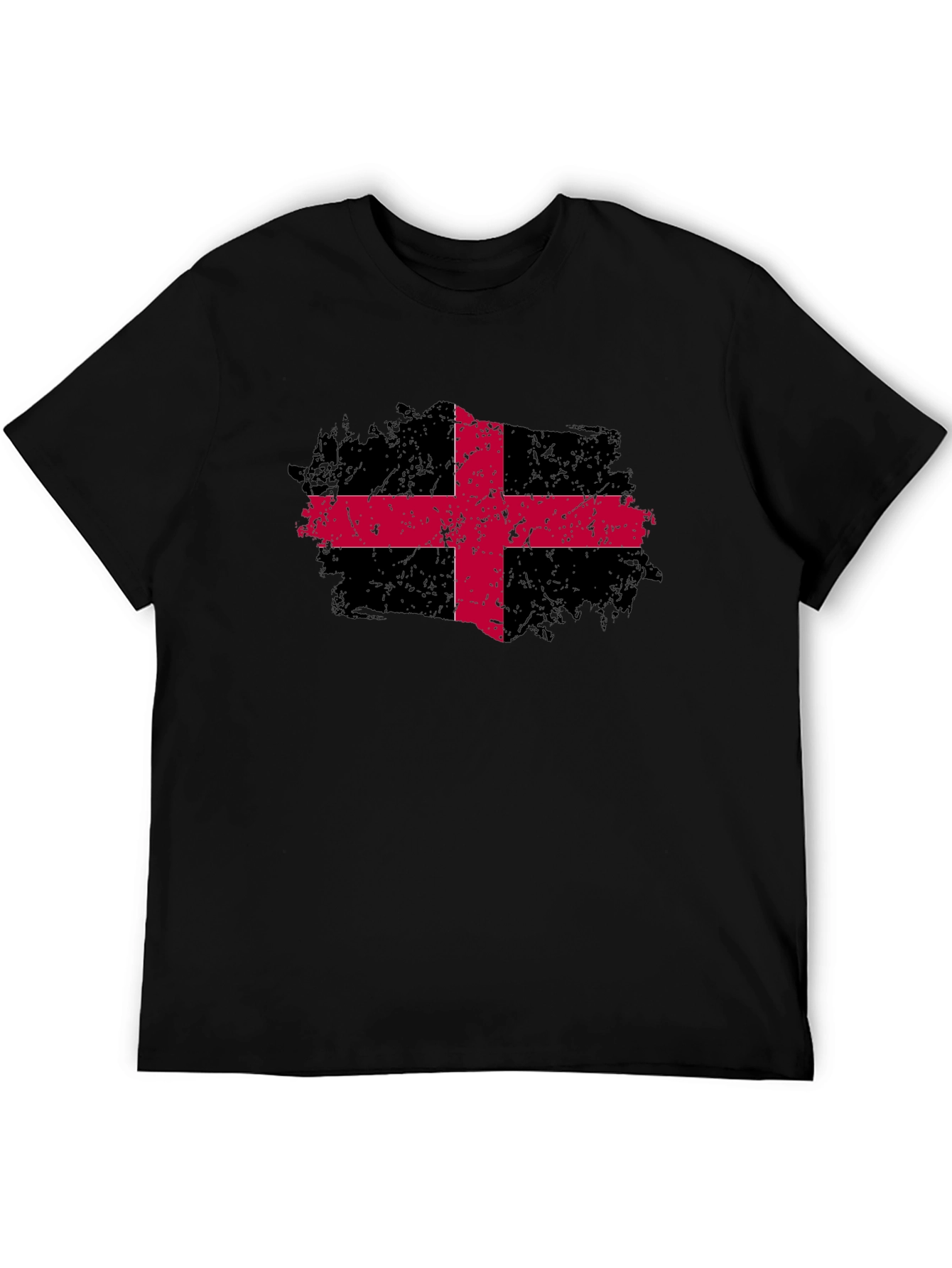 Black T-Shirt with Red Cross Graphic
