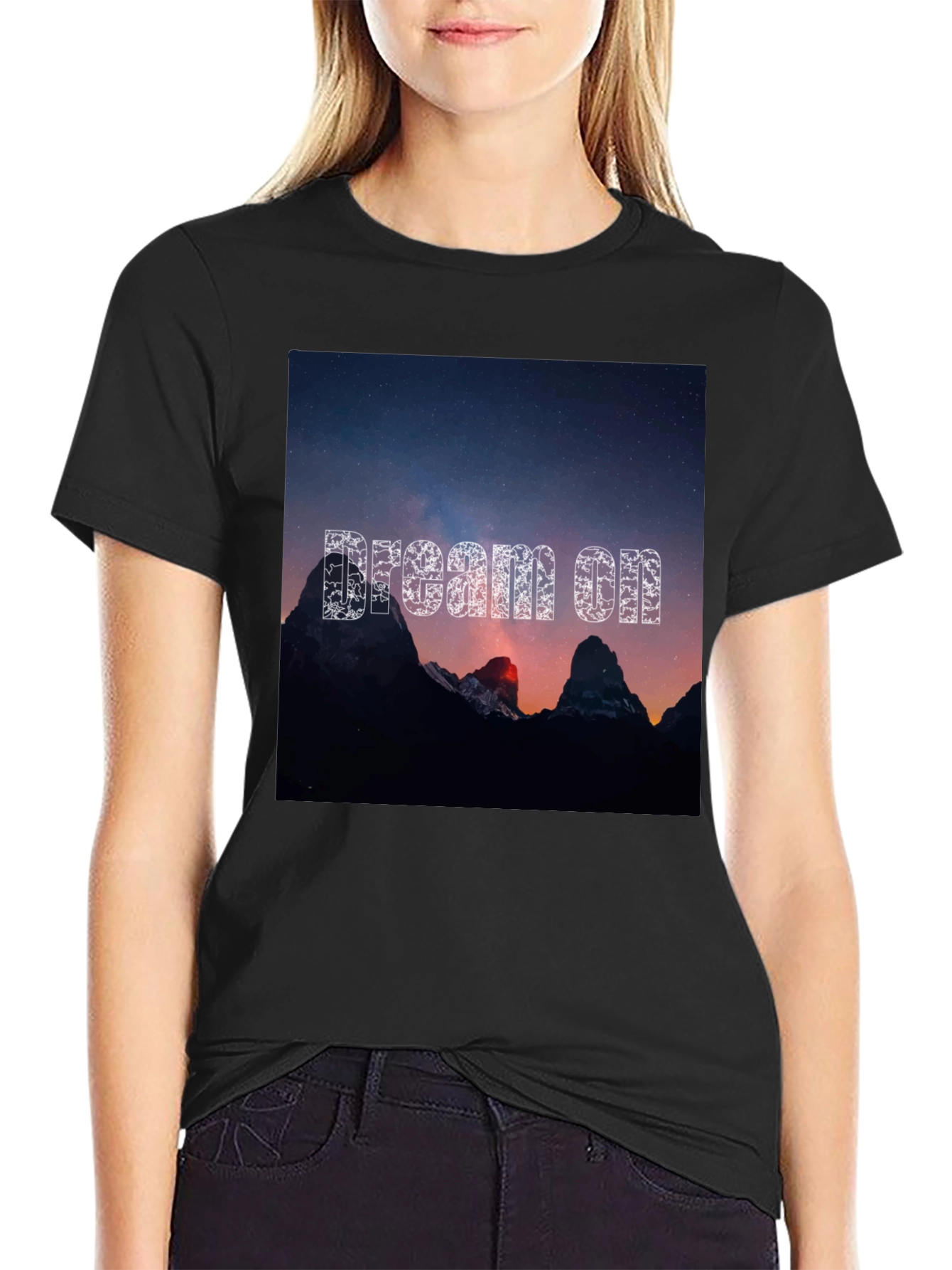 Dream On Graphic Tee - Black Cotton T-Shirt