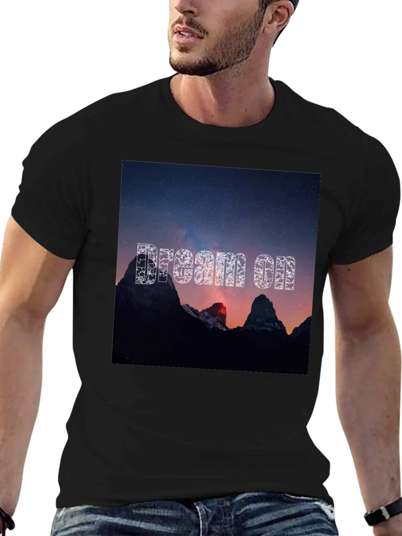 Dream On Graphic Tee - Black Cotton T-Shirt