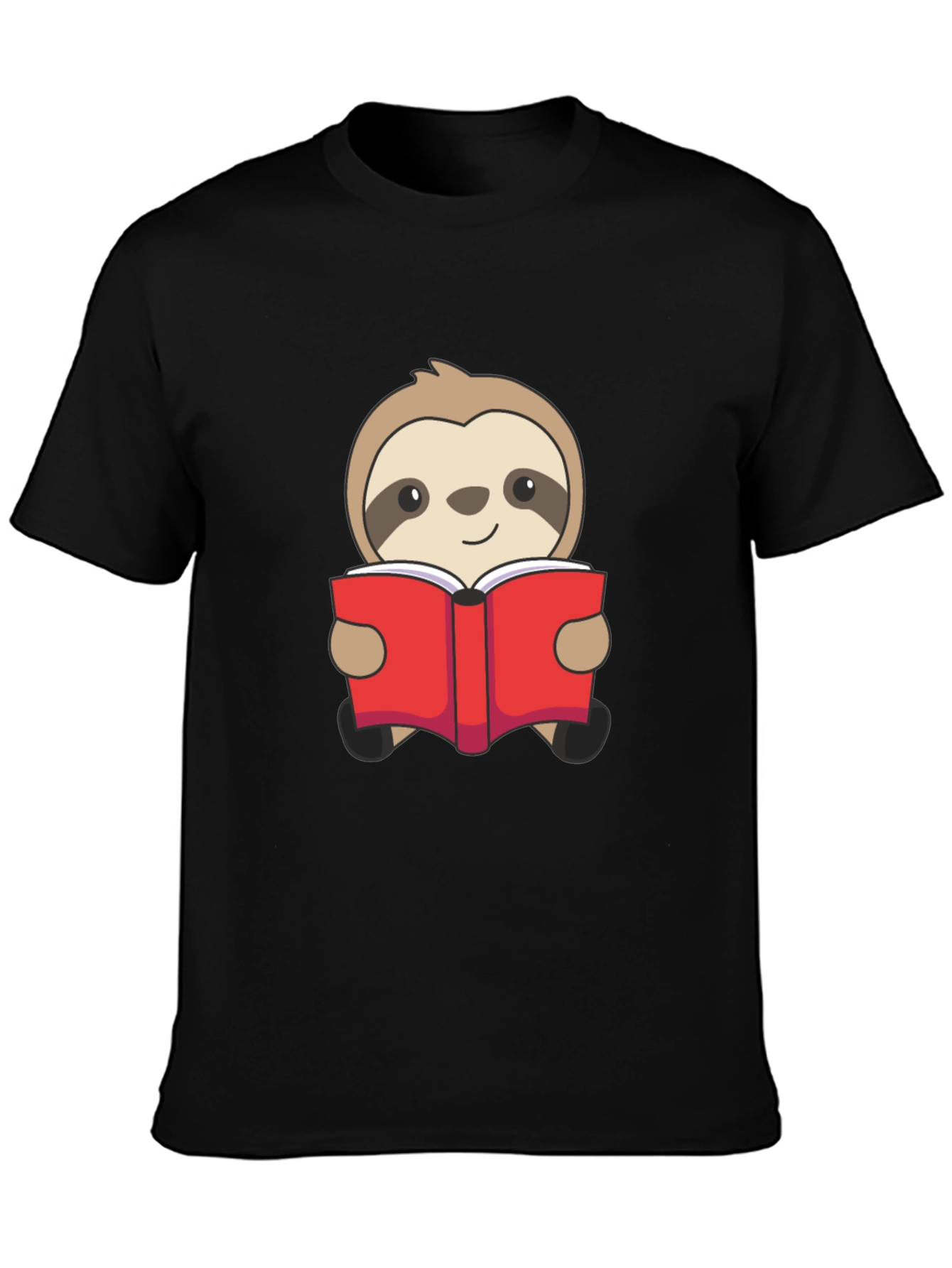 Sloth Reading Book Graphic T-Shirt - Black