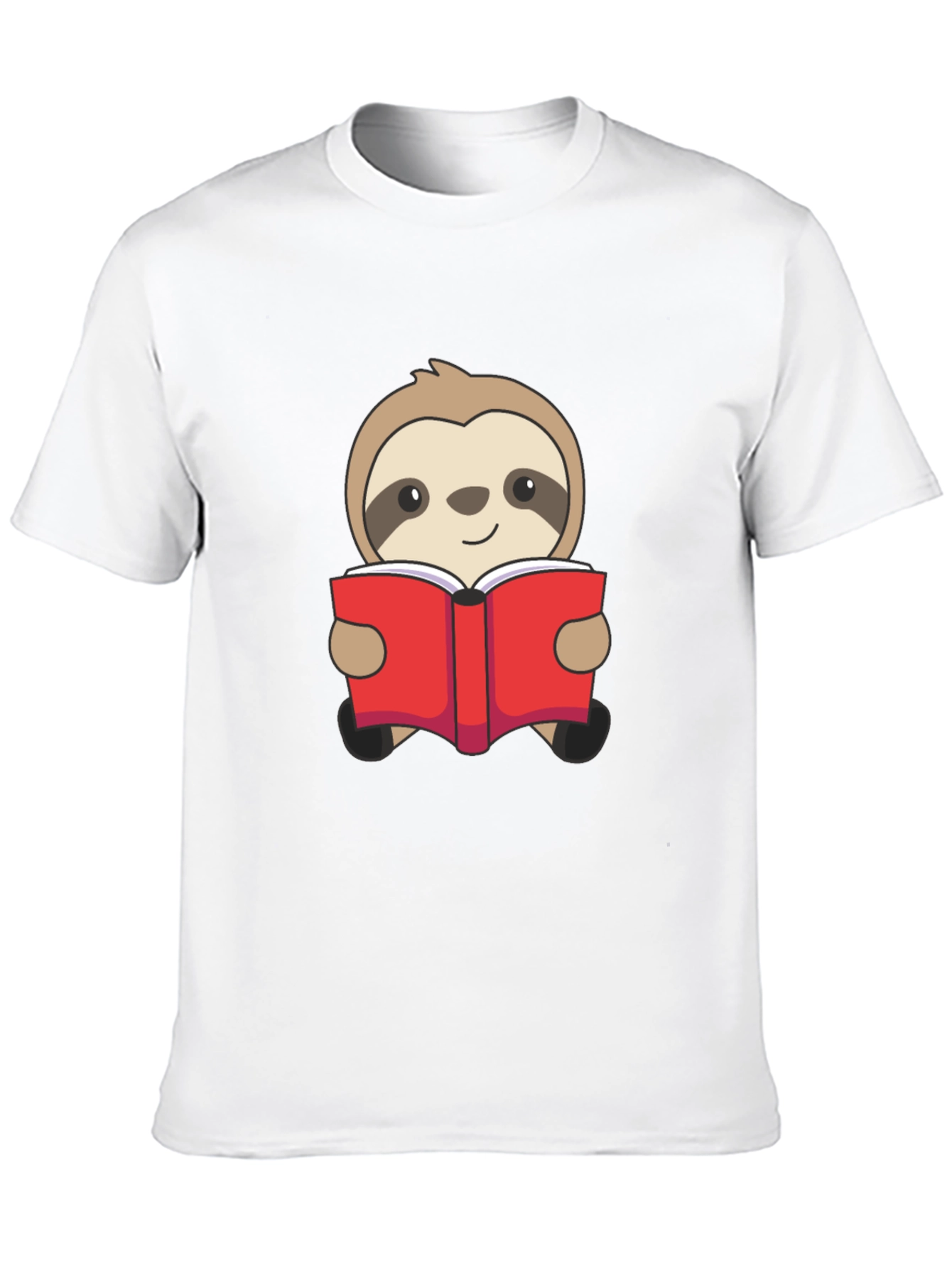 Sloth Reading Book Graphic T-Shirt - Black