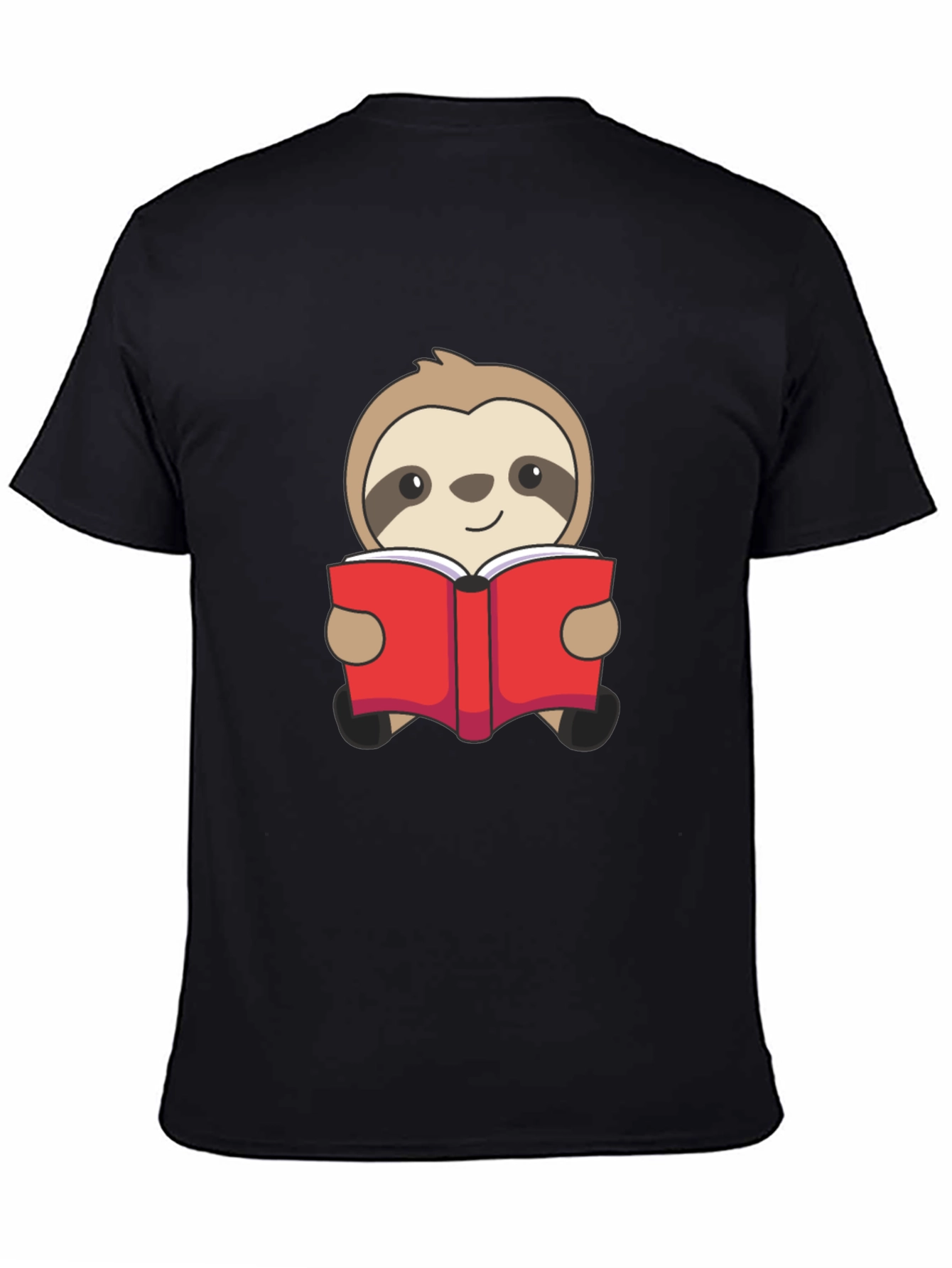 Sloth Reading Book Graphic T-Shirt - Black