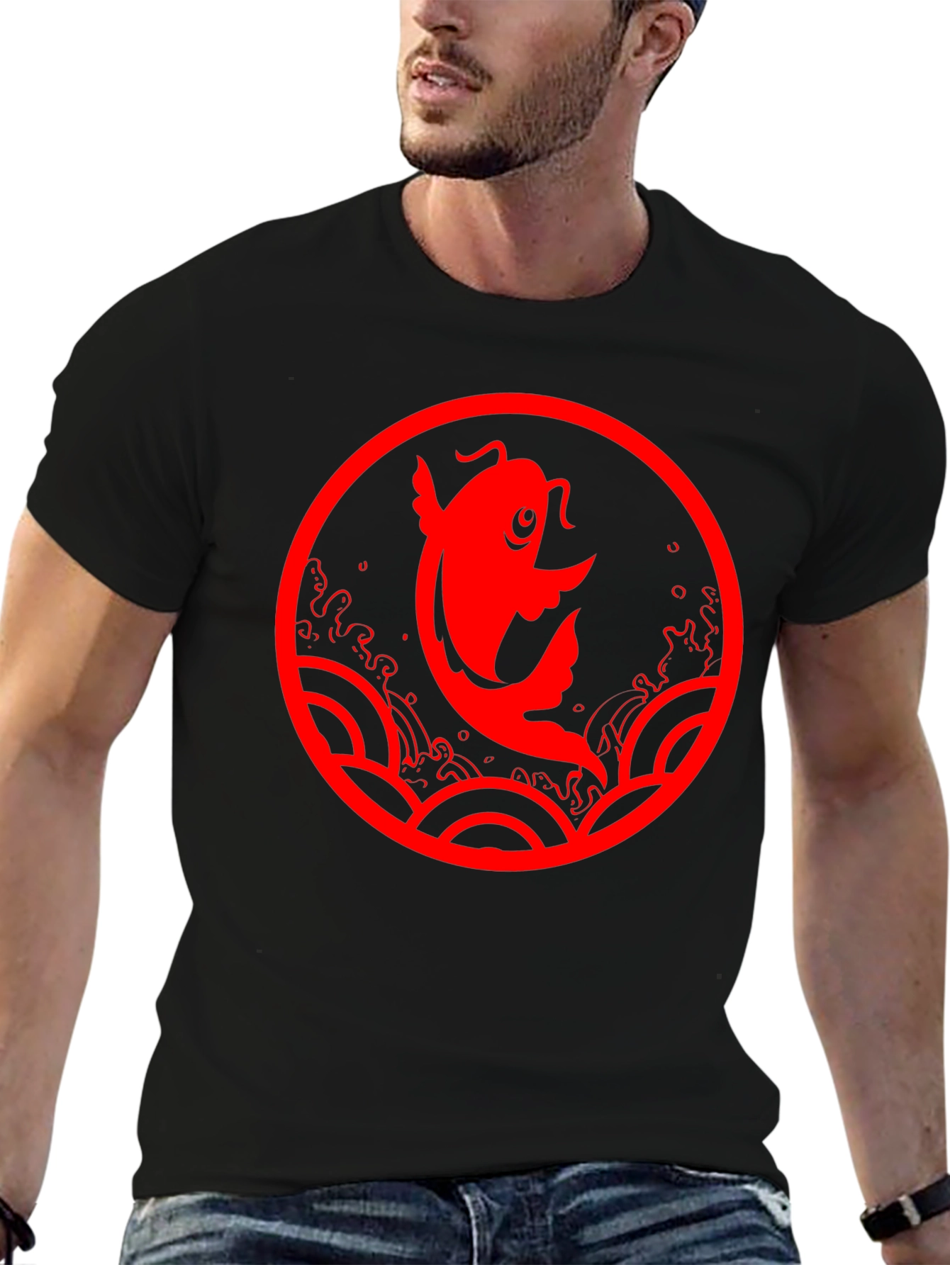 Koi Fish Graphic T-Shirt - Black Tee