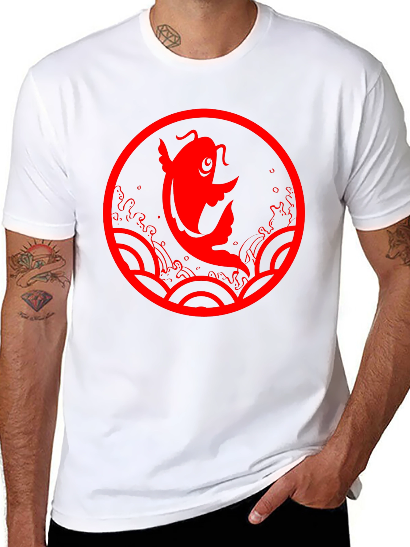 Koi Fish Graphic T-Shirt - Black Tee