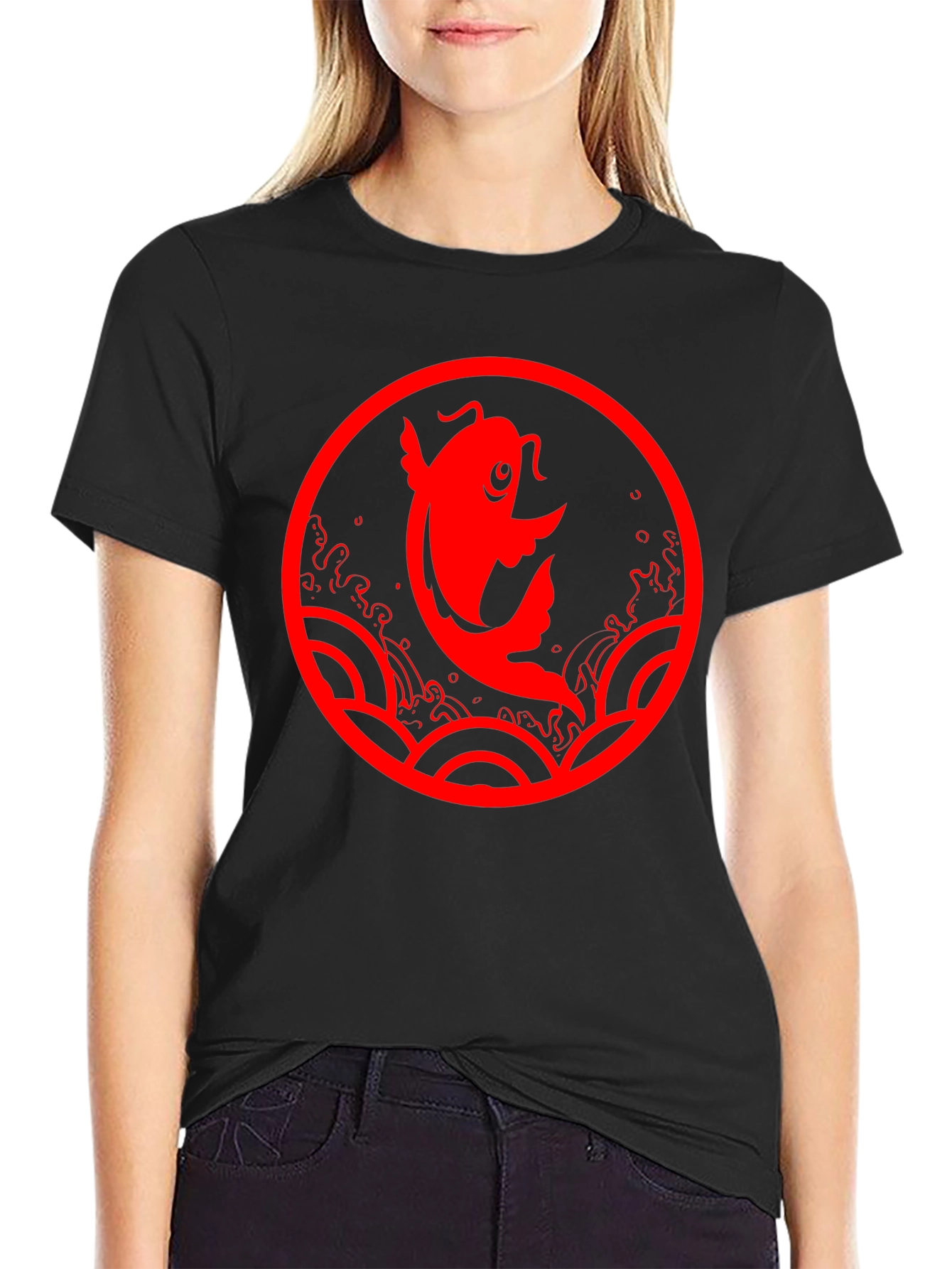 Koi Fish Graphic T-Shirt - Black Tee