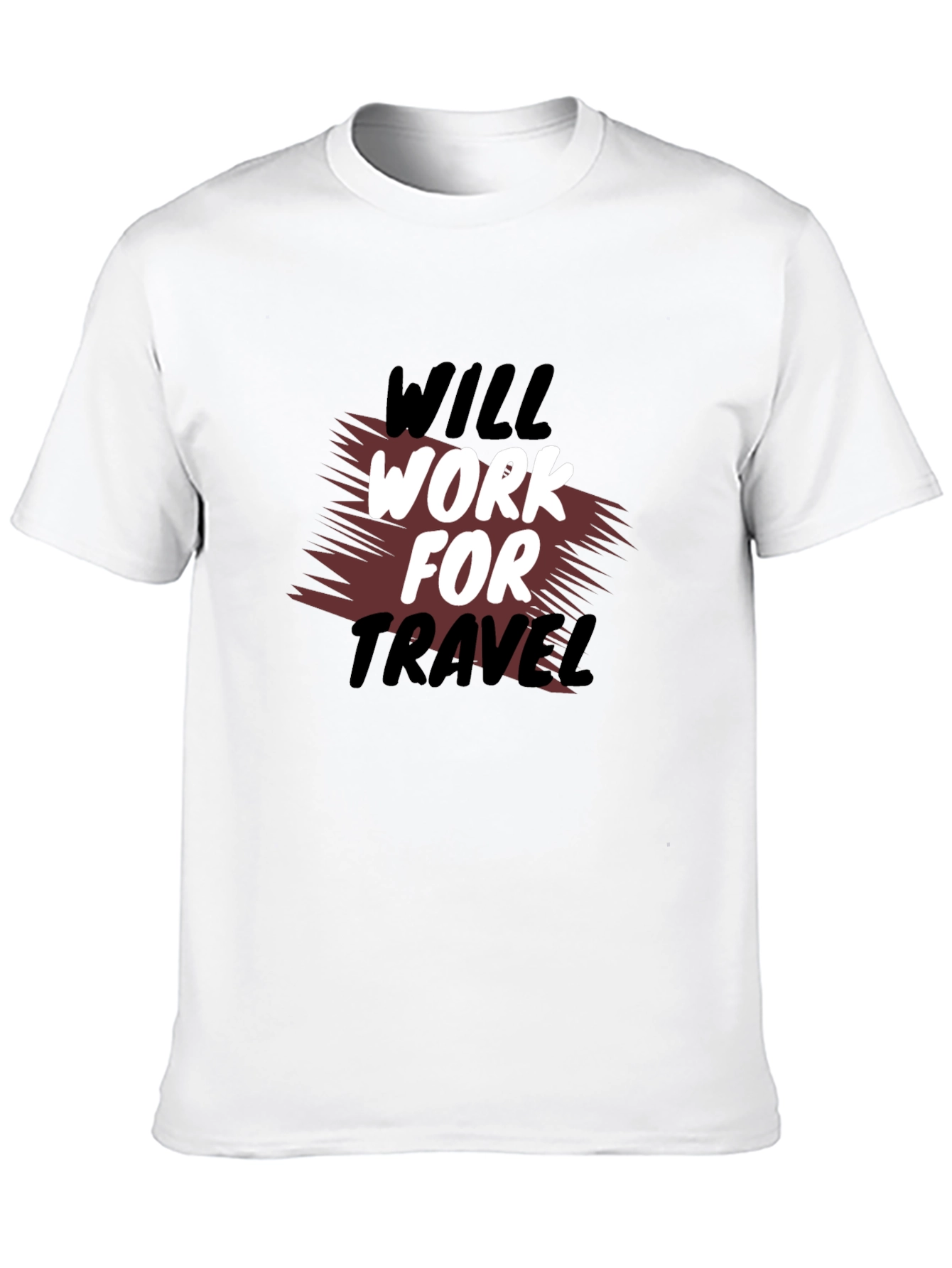 Will Work For Travel Black T-Shirt