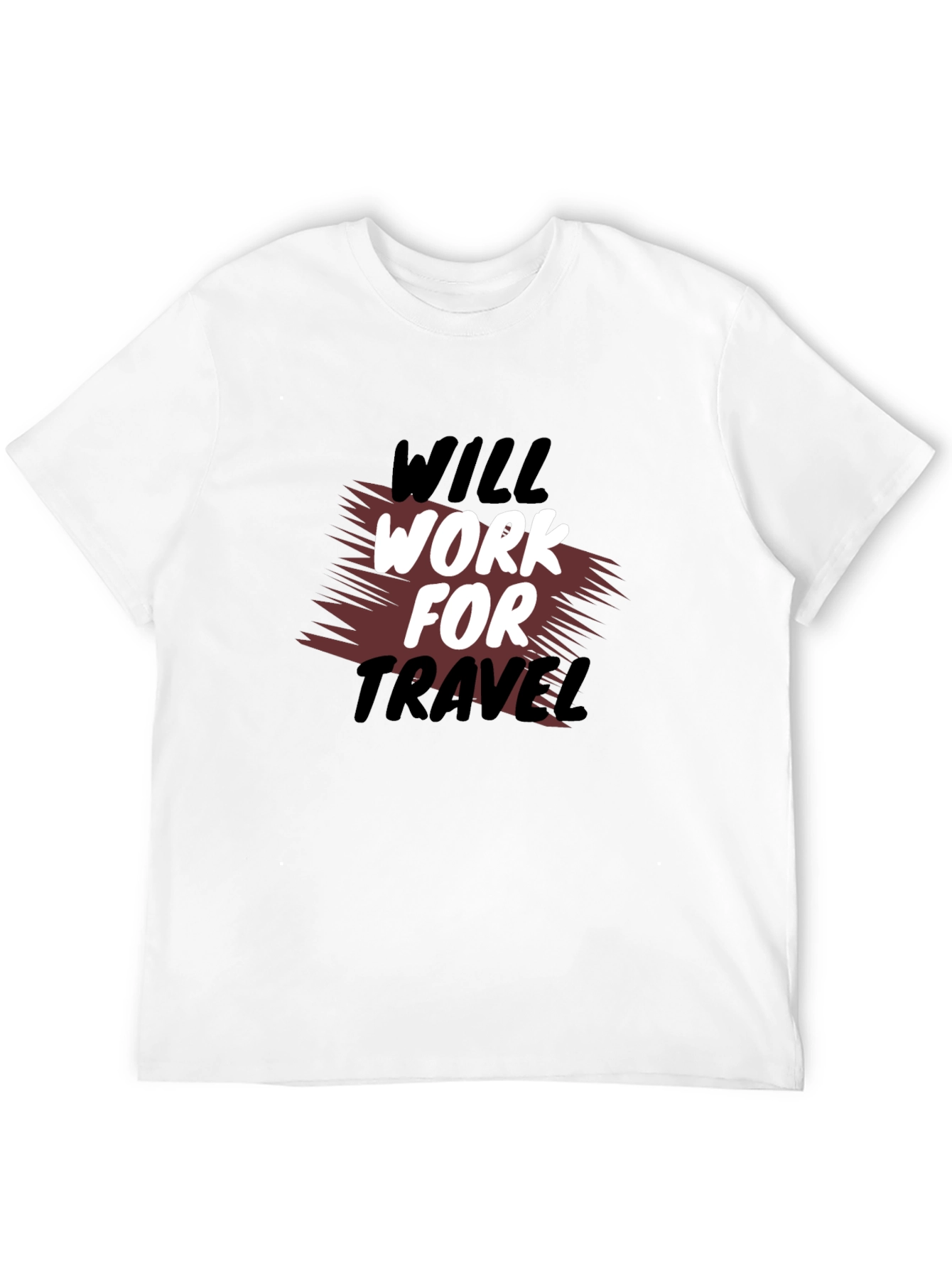 Will Work For Travel Black T-Shirt