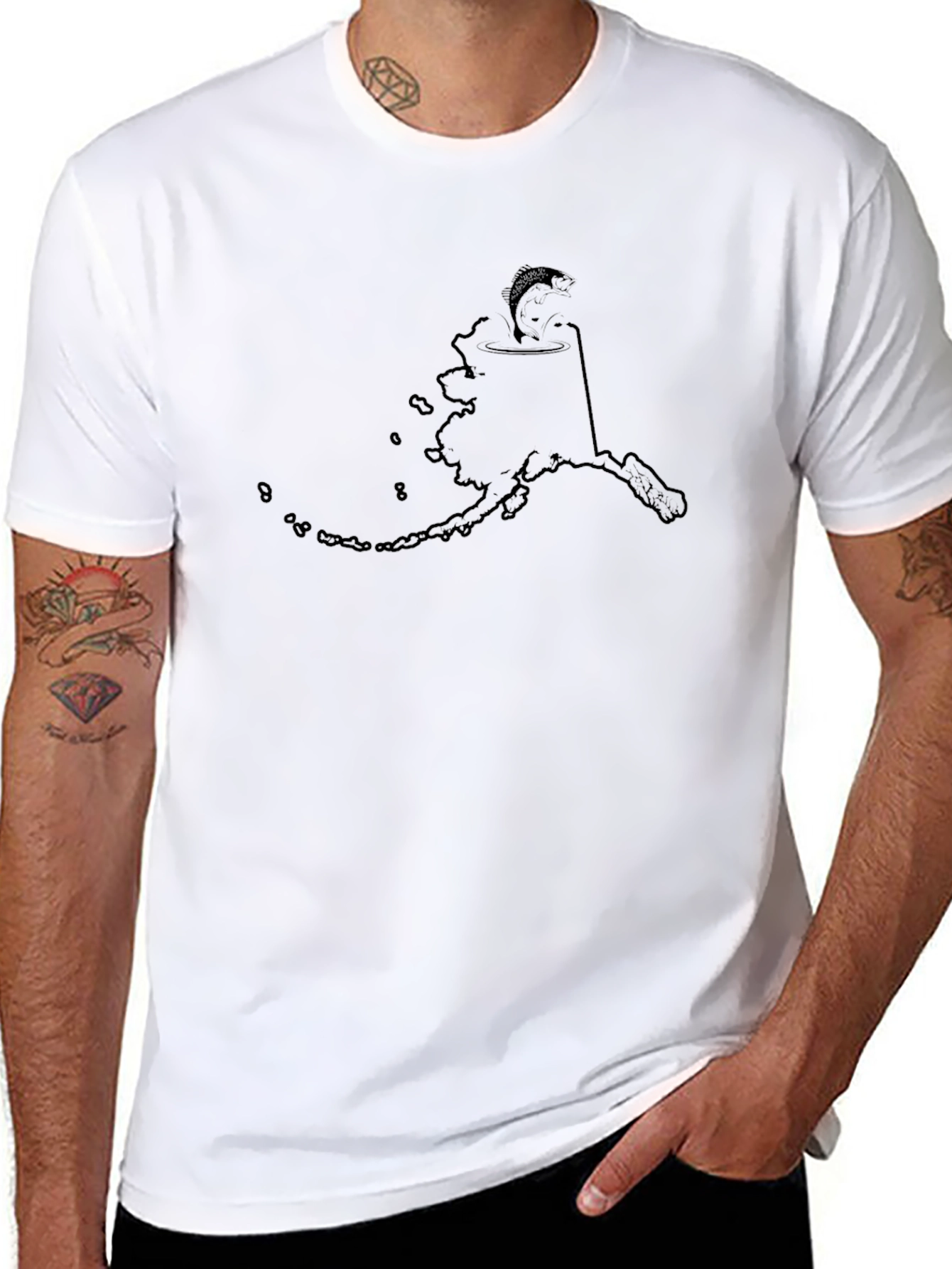 Alaska Outline Graphic T-Shirt - Mens Black Tee