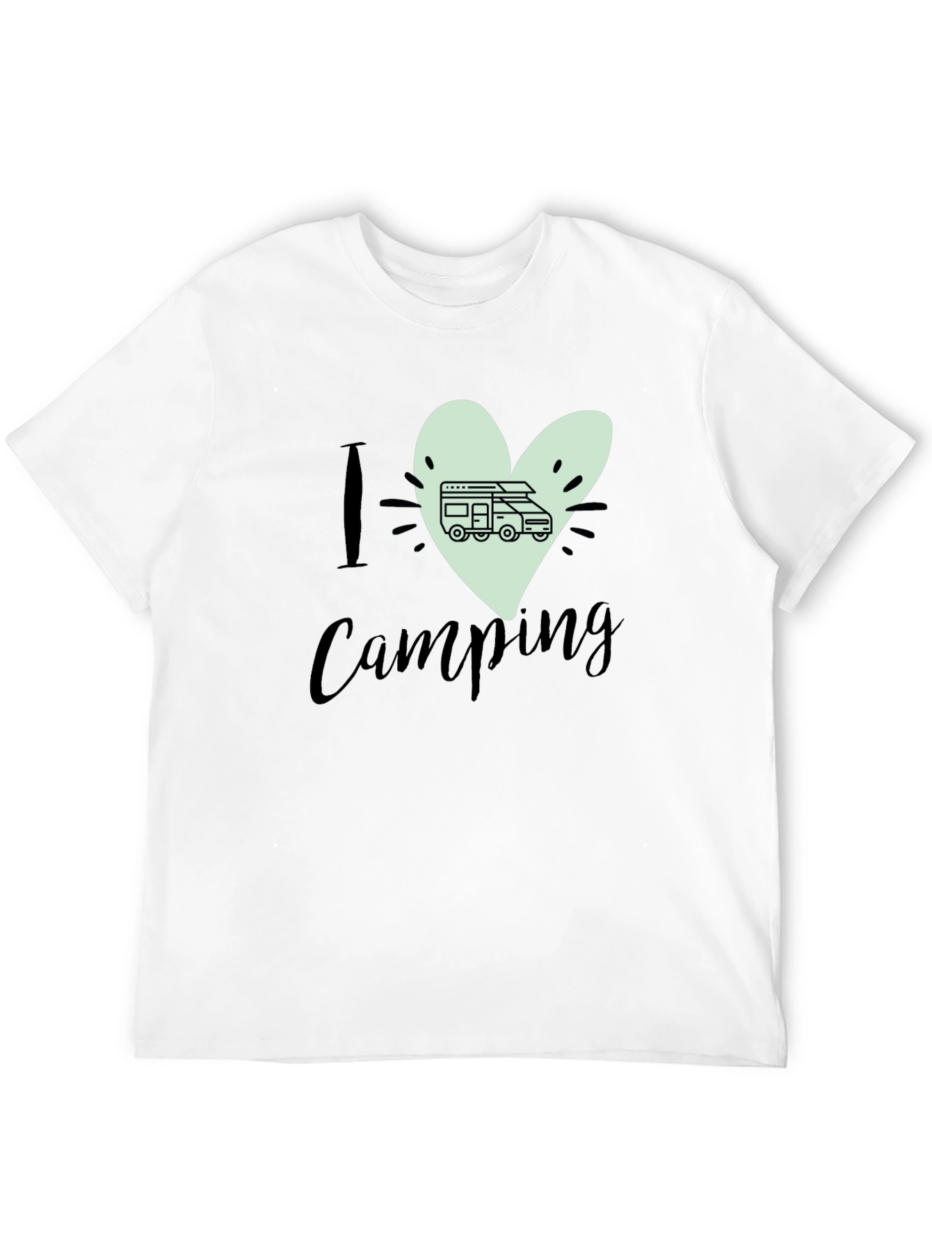 I Love Camping T-Shirt - Camper Van Heart Design