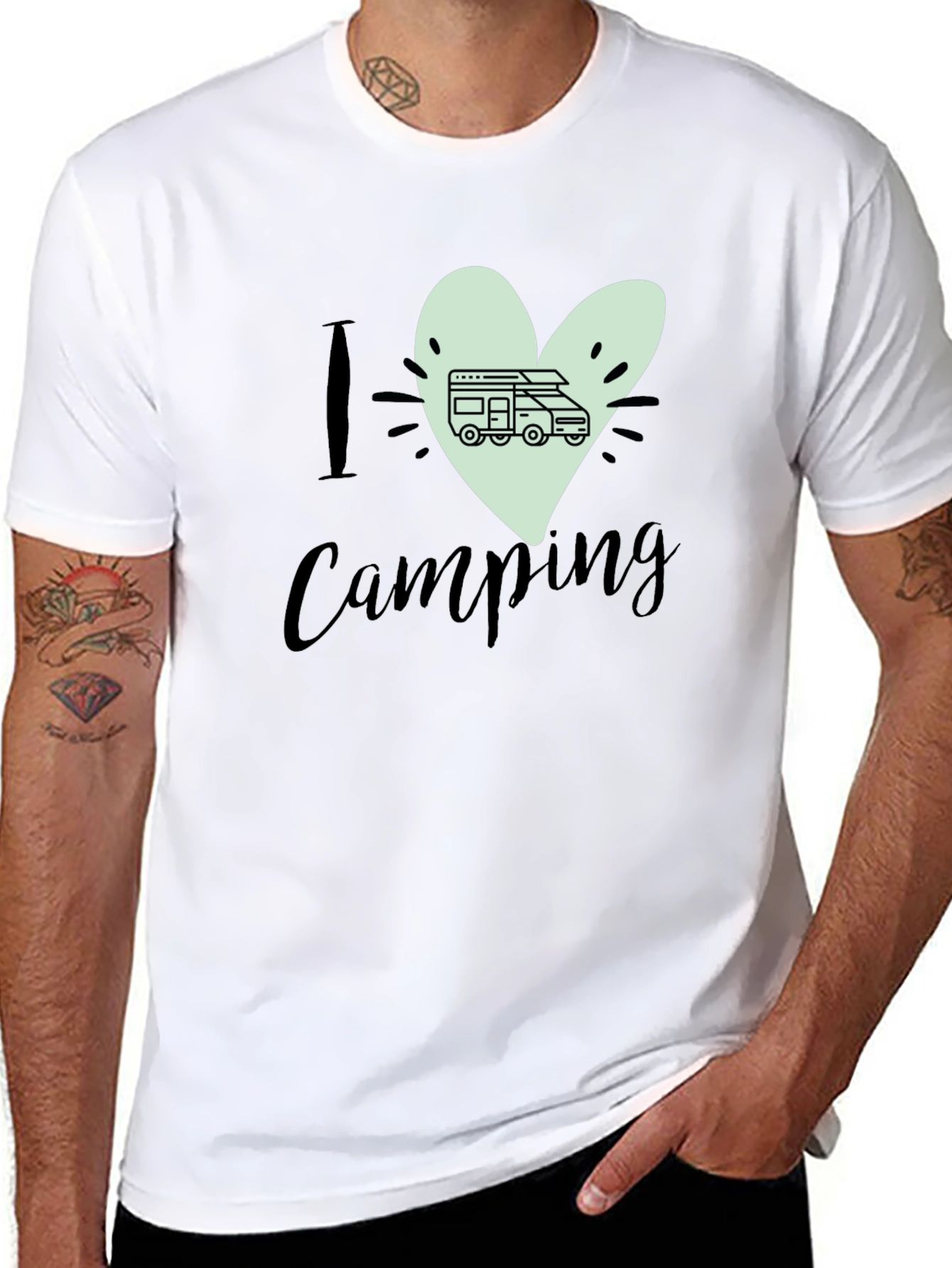 I Love Camping T-Shirt - Camper Van Heart Design