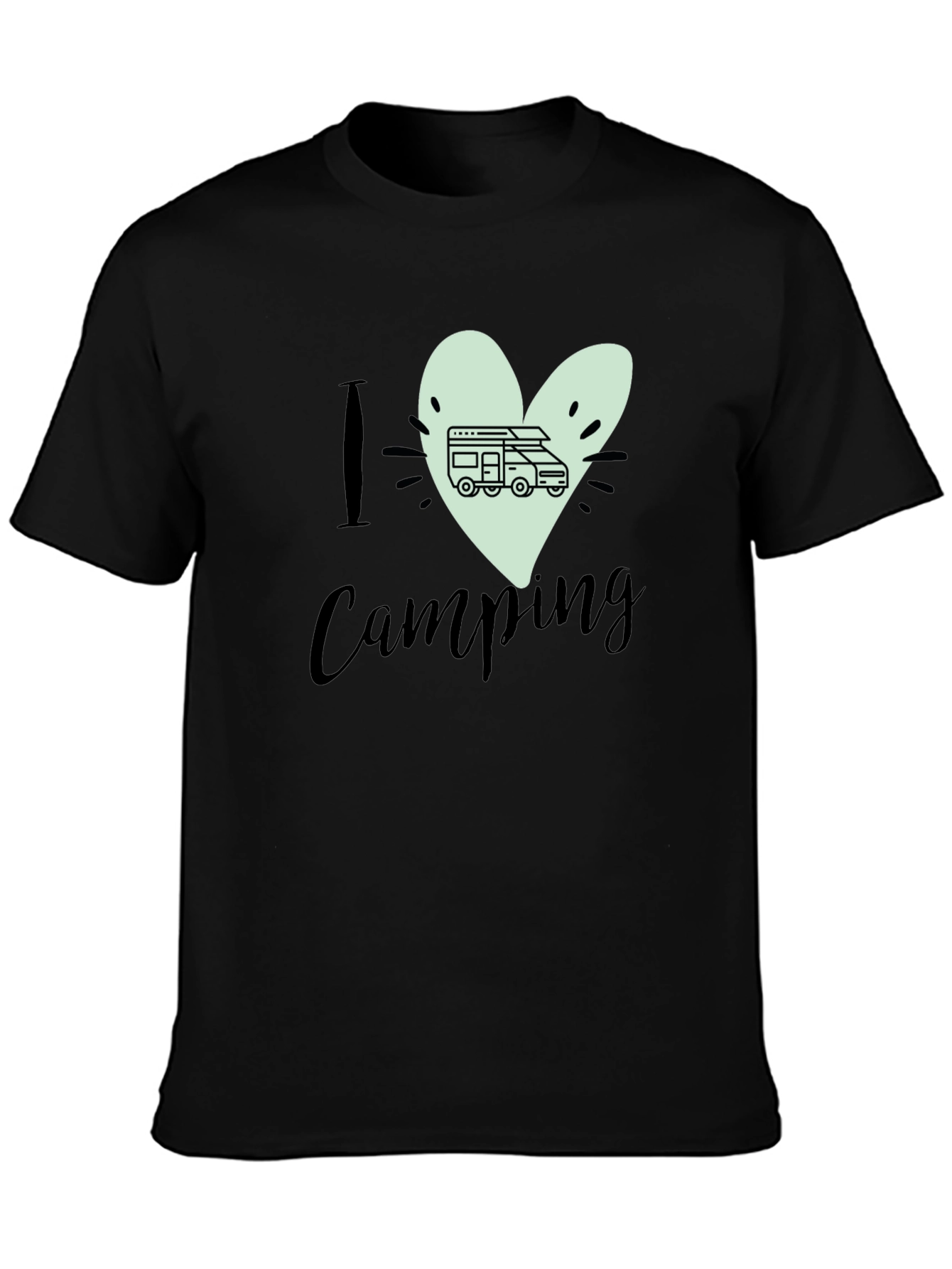 I Love Camping T-Shirt - Camper Van Heart Design
