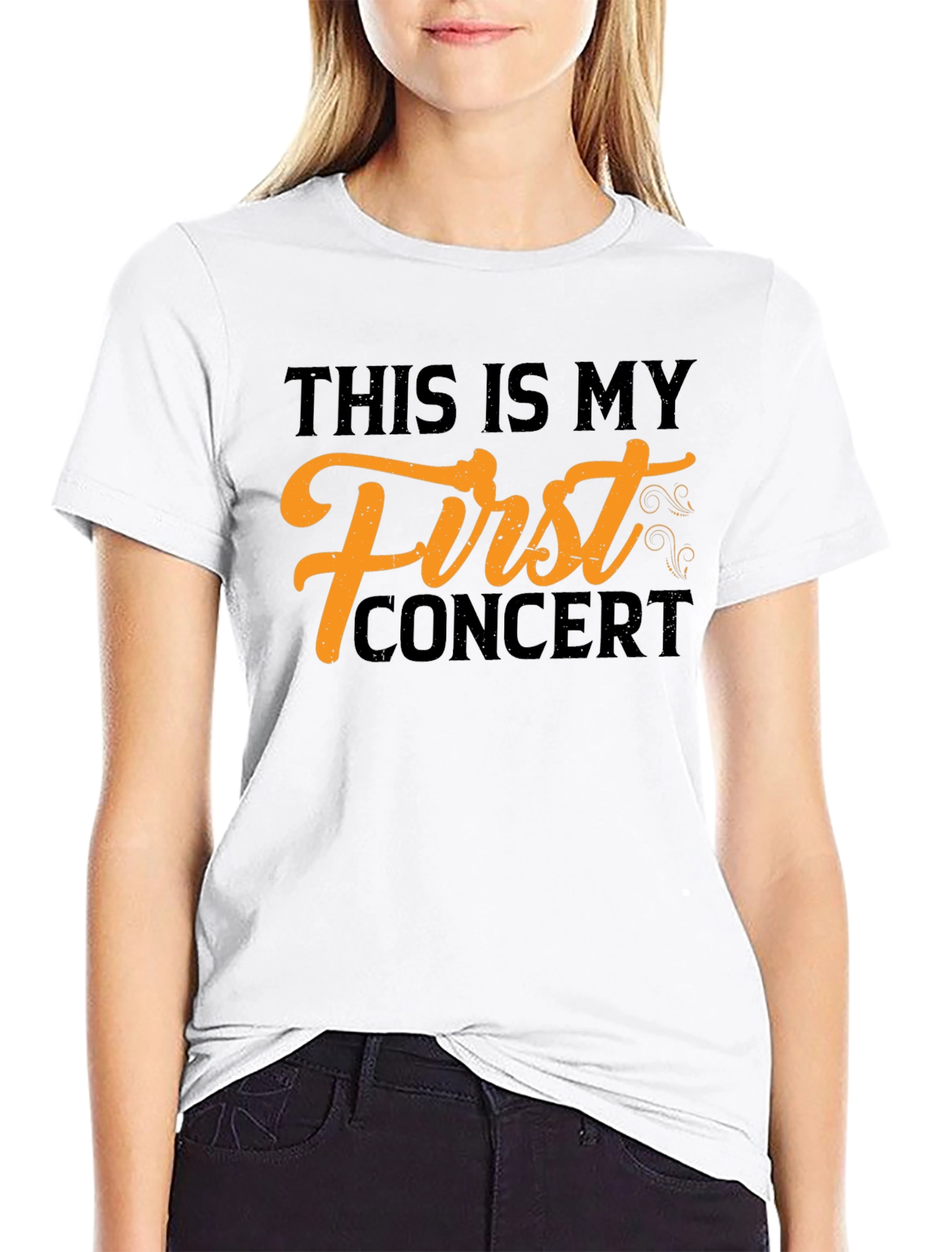 First Concert Tee - Black Cotton Graphic T-Shirt