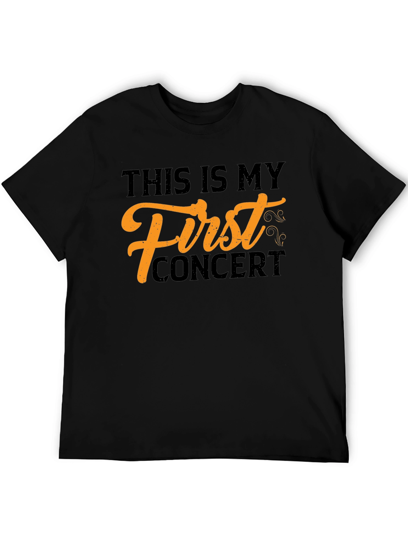 First Concert Tee - Black Cotton Graphic T-Shirt