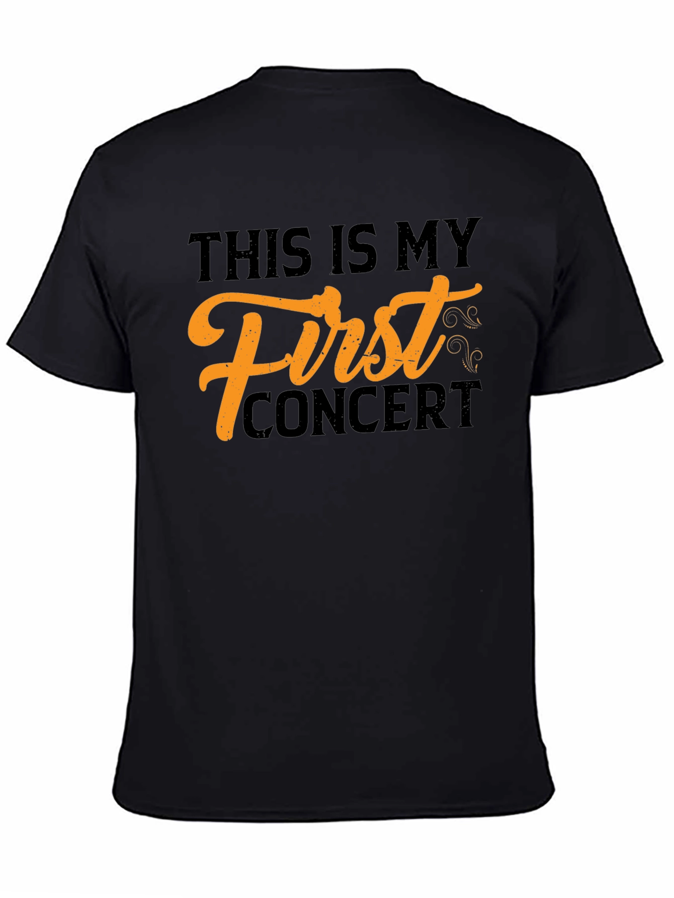 First Concert Tee - Black Cotton Graphic T-Shirt