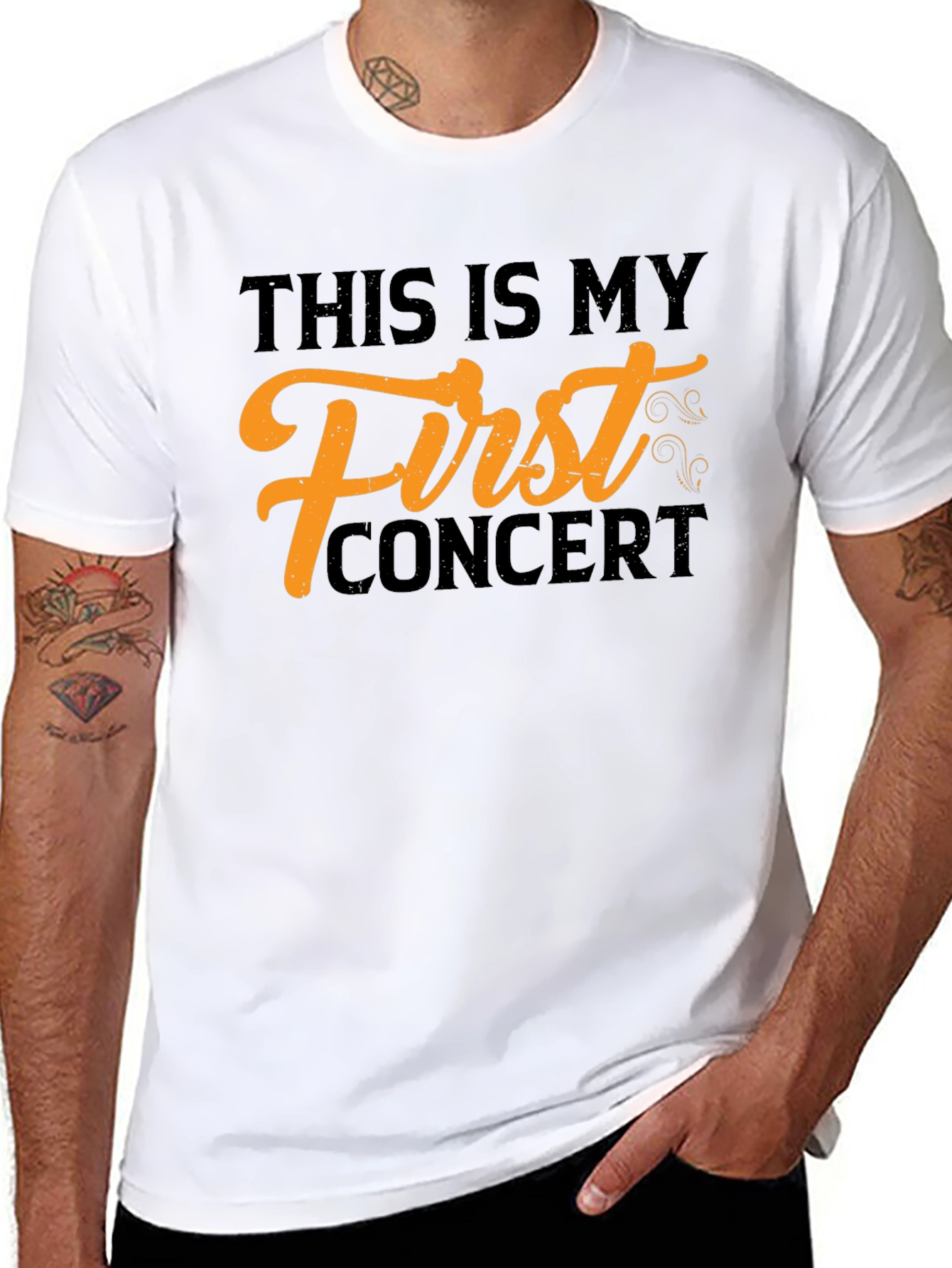 First Concert Tee - Black Cotton Graphic T-Shirt