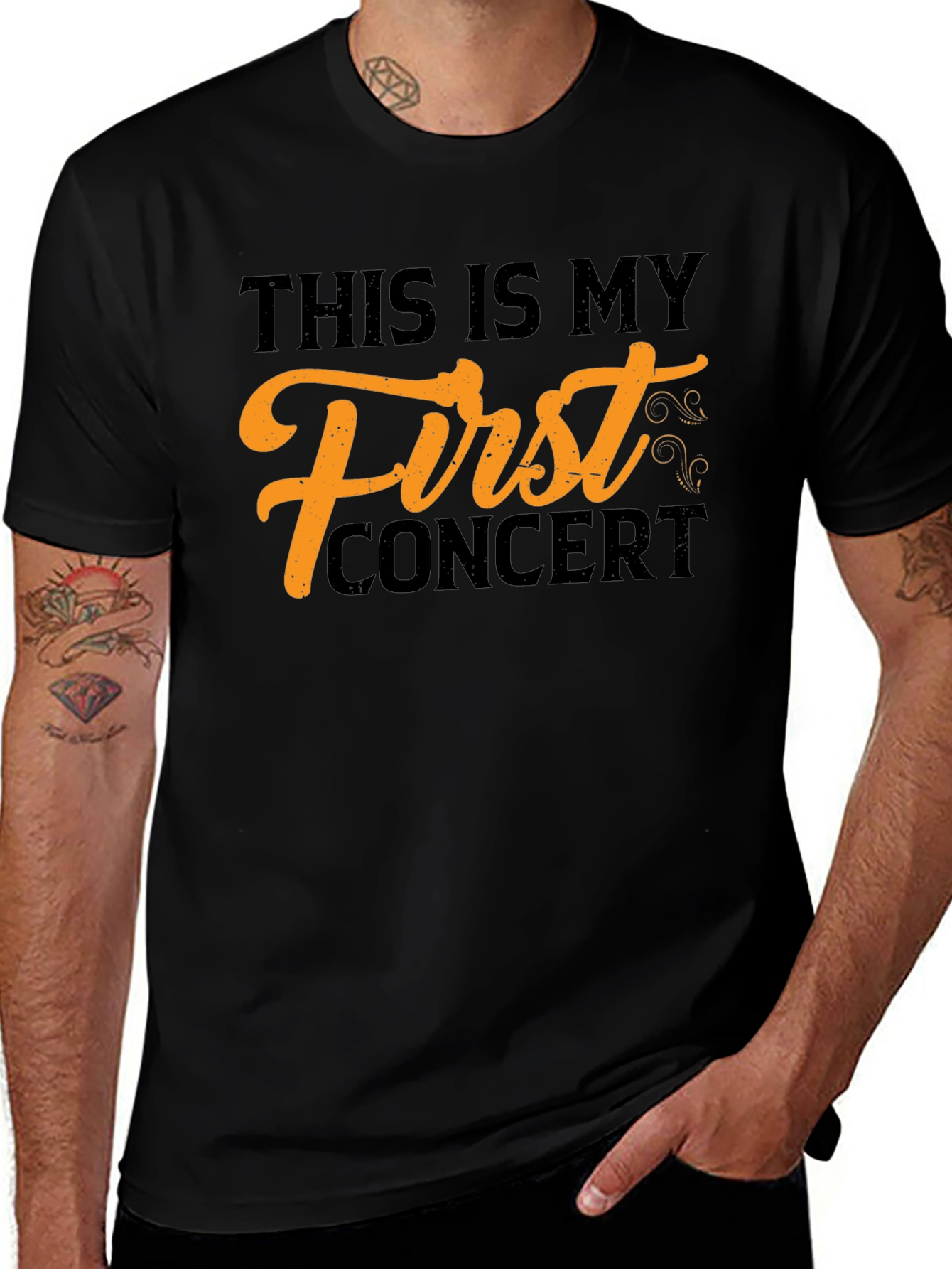 First Concert Tee - Black Cotton Graphic T-Shirt