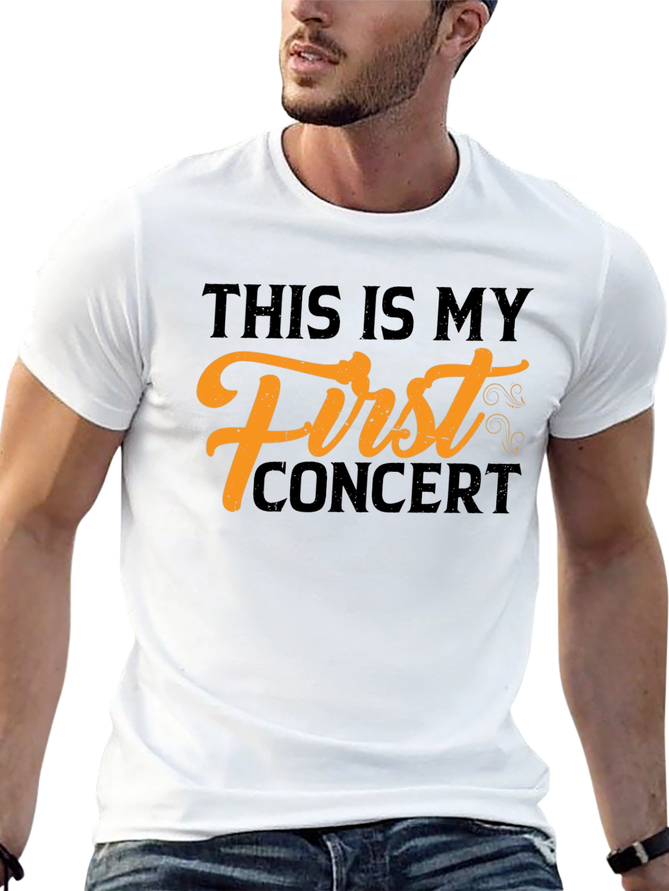 First Concert Tee - Black Cotton Graphic T-Shirt
