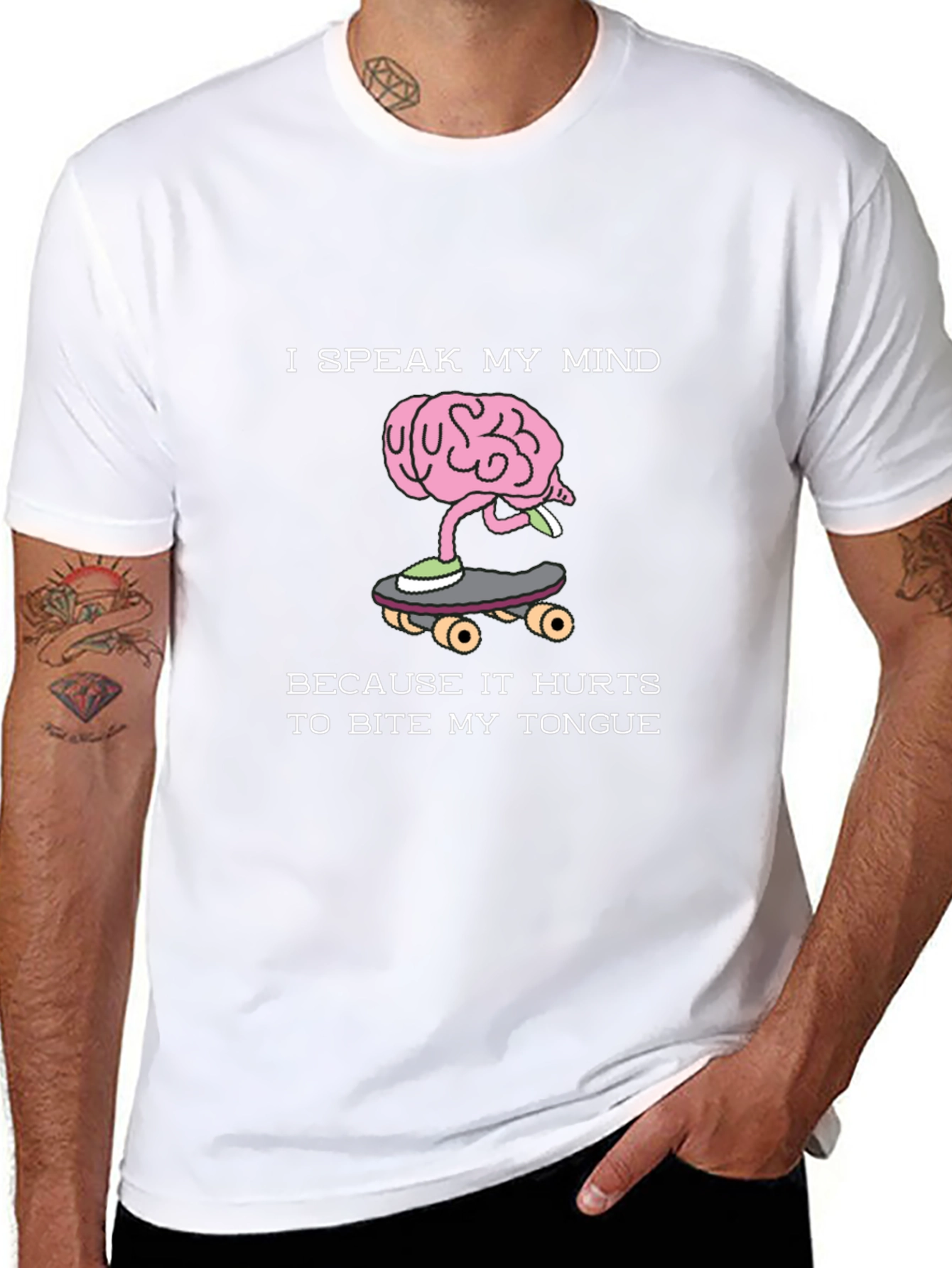 Speak My Mind T-Shirt - Brain on Skateboard Design