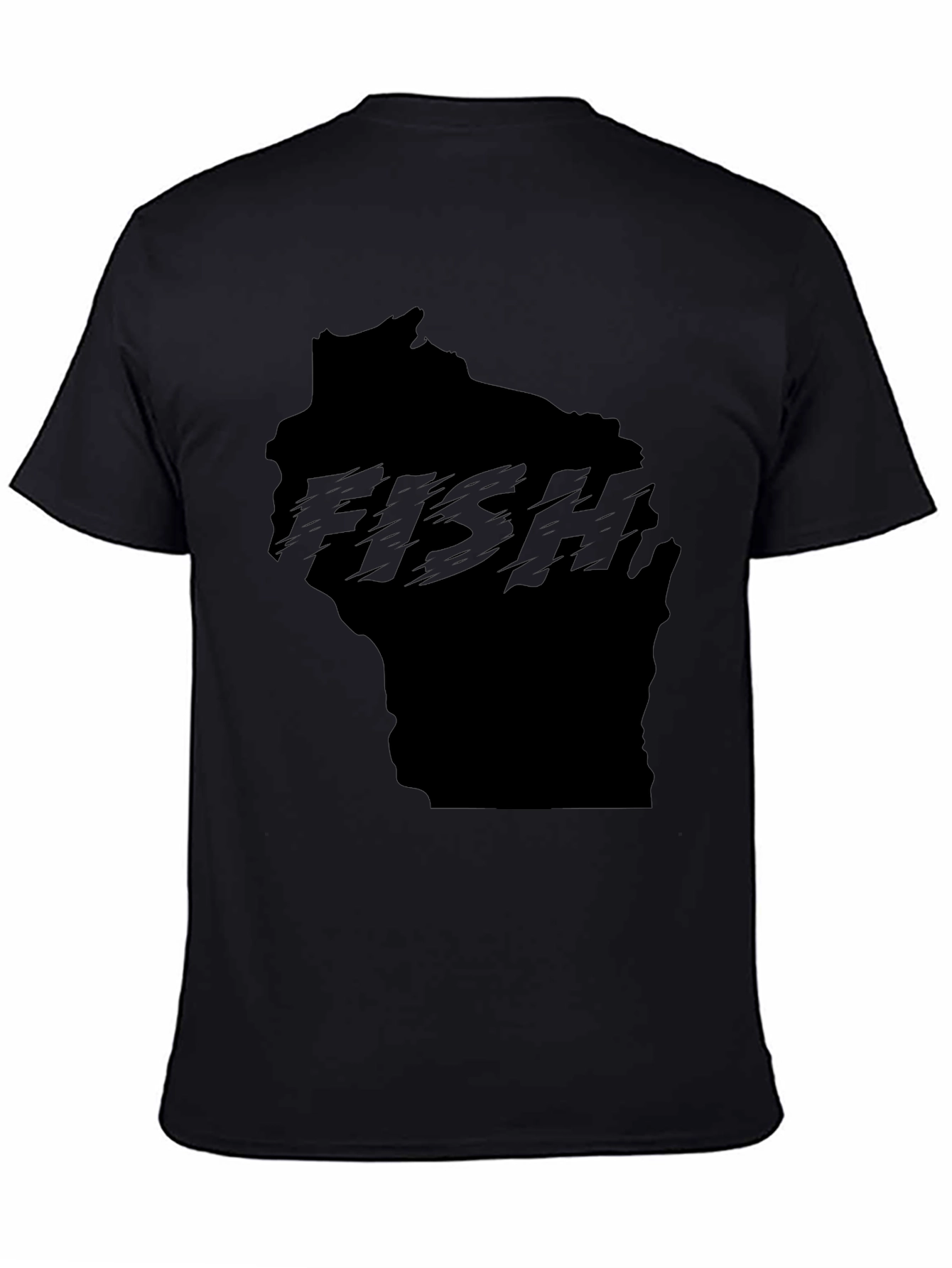 Wisconsin Fish Graphic Black T-Shirt