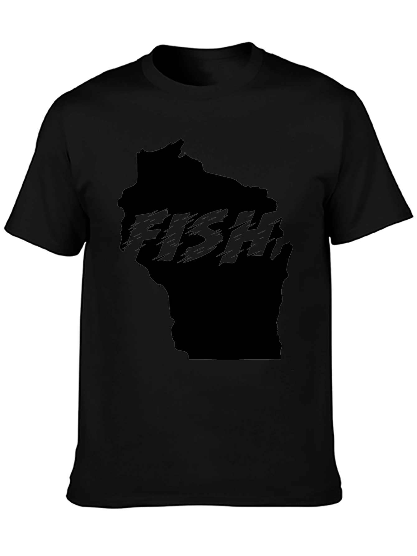 Wisconsin Fish Graphic Black T-Shirt