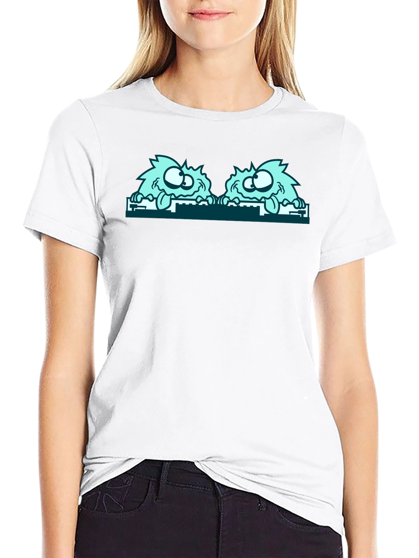 Monster Peekaboo Graphic Tee - Black