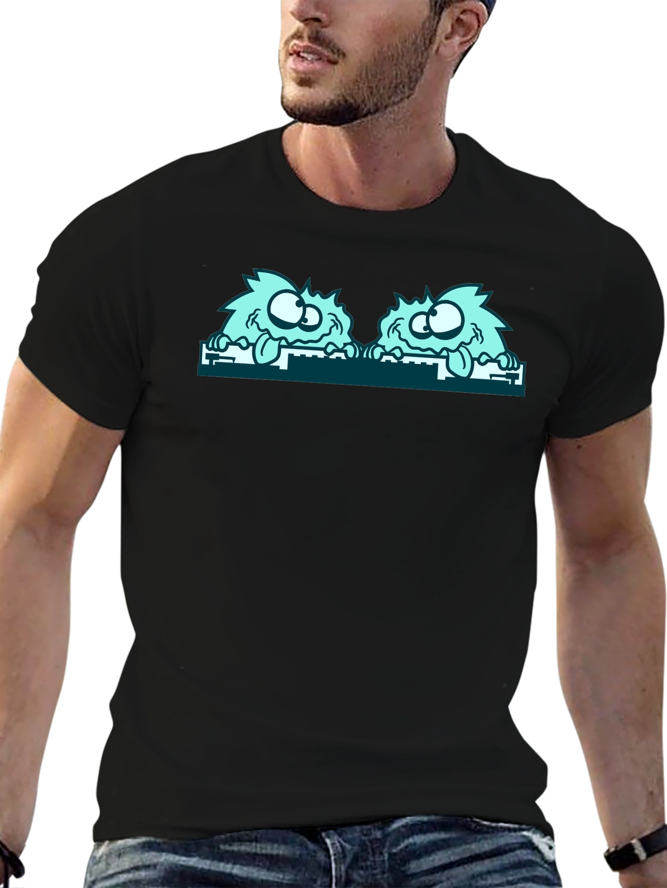 Monster Peekaboo Graphic Tee - Black