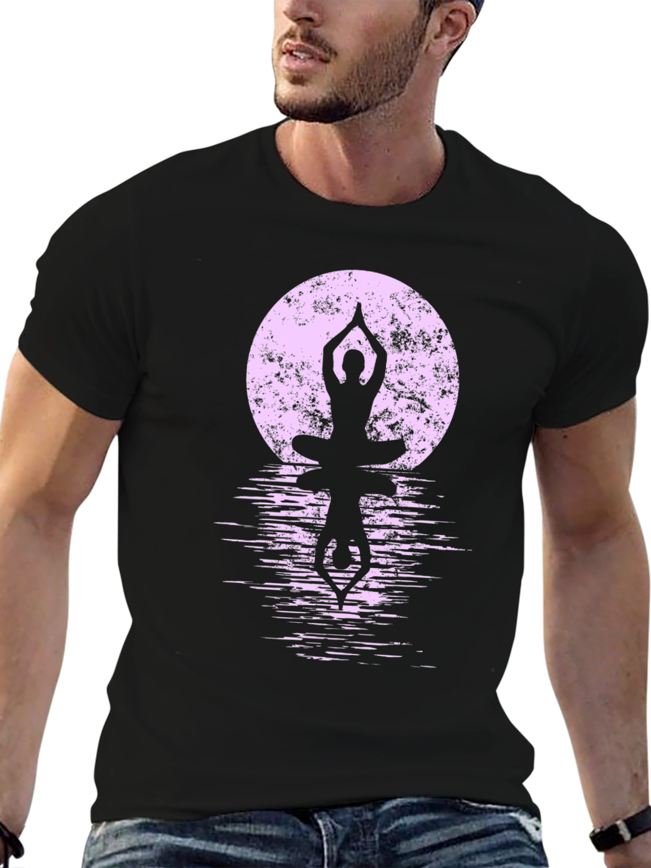 Yoga Moon Silhouette T-Shirt - Zen Meditation Tee