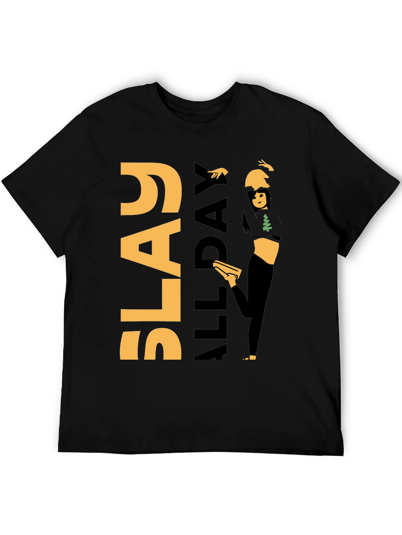 Slay All Day Graphic Tee - Trendy Black T-Shirt