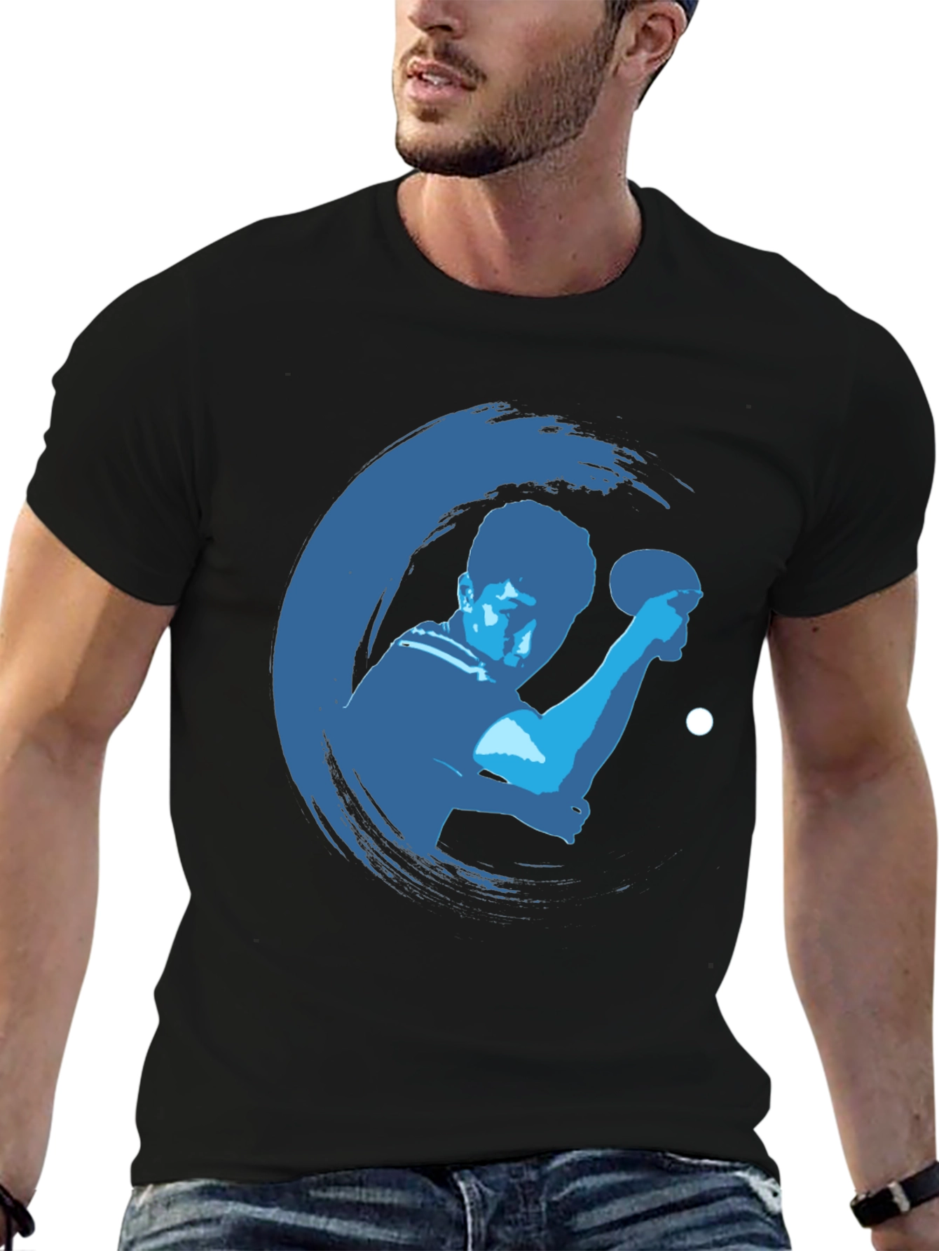 Table Tennis Graphic Tee - Black Cotton Shirt