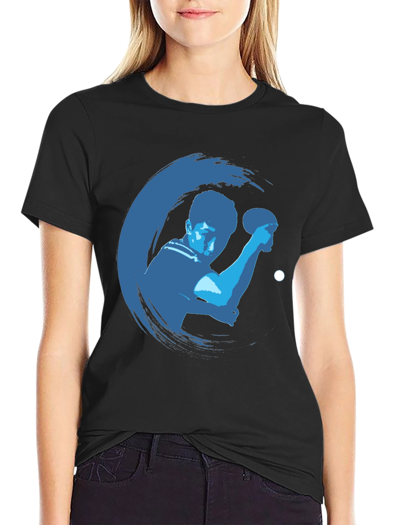 Table Tennis Graphic Tee - Black Cotton Shirt