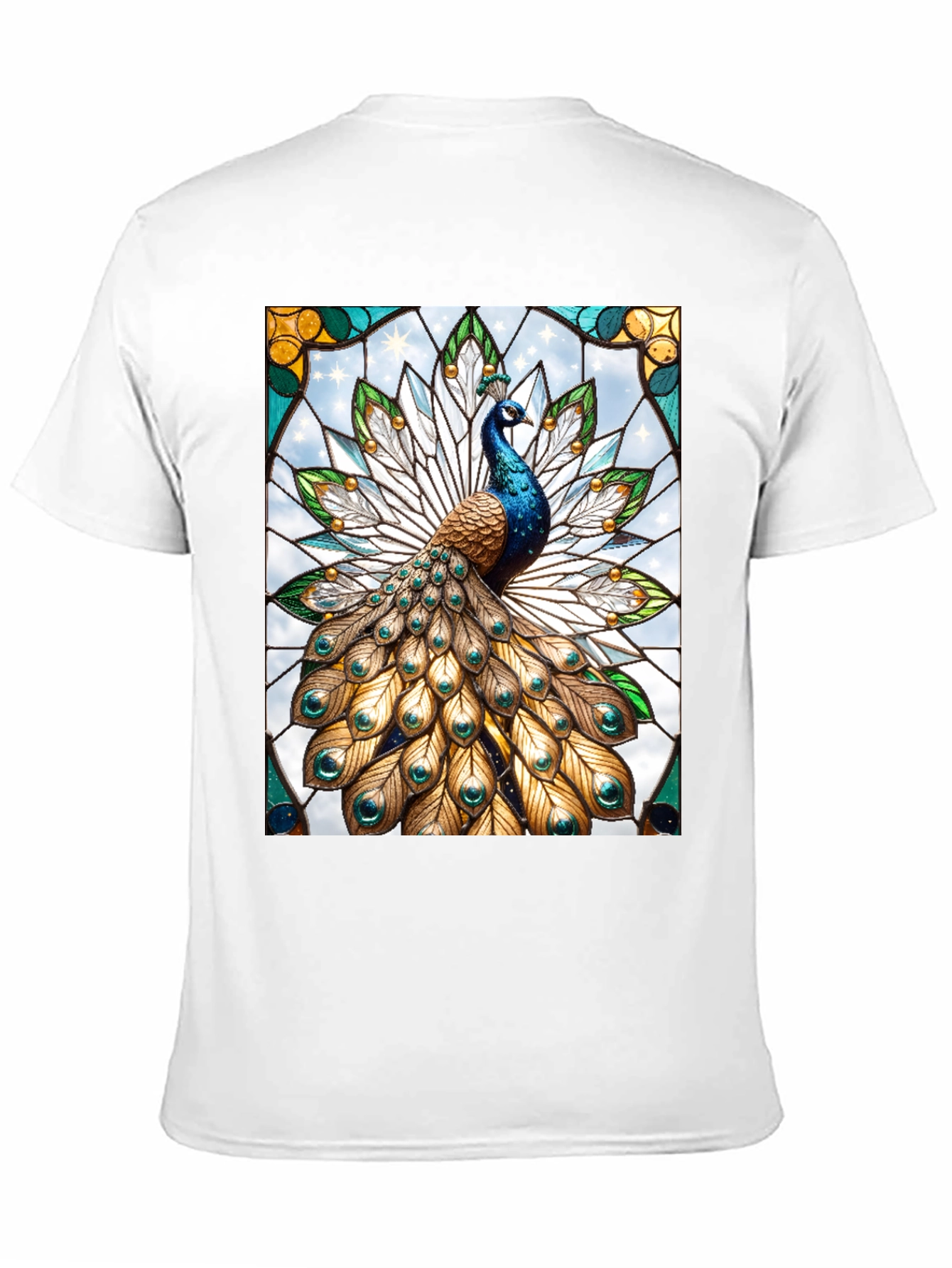 Peacock Stained Glass Graphic Tee - Unique Design