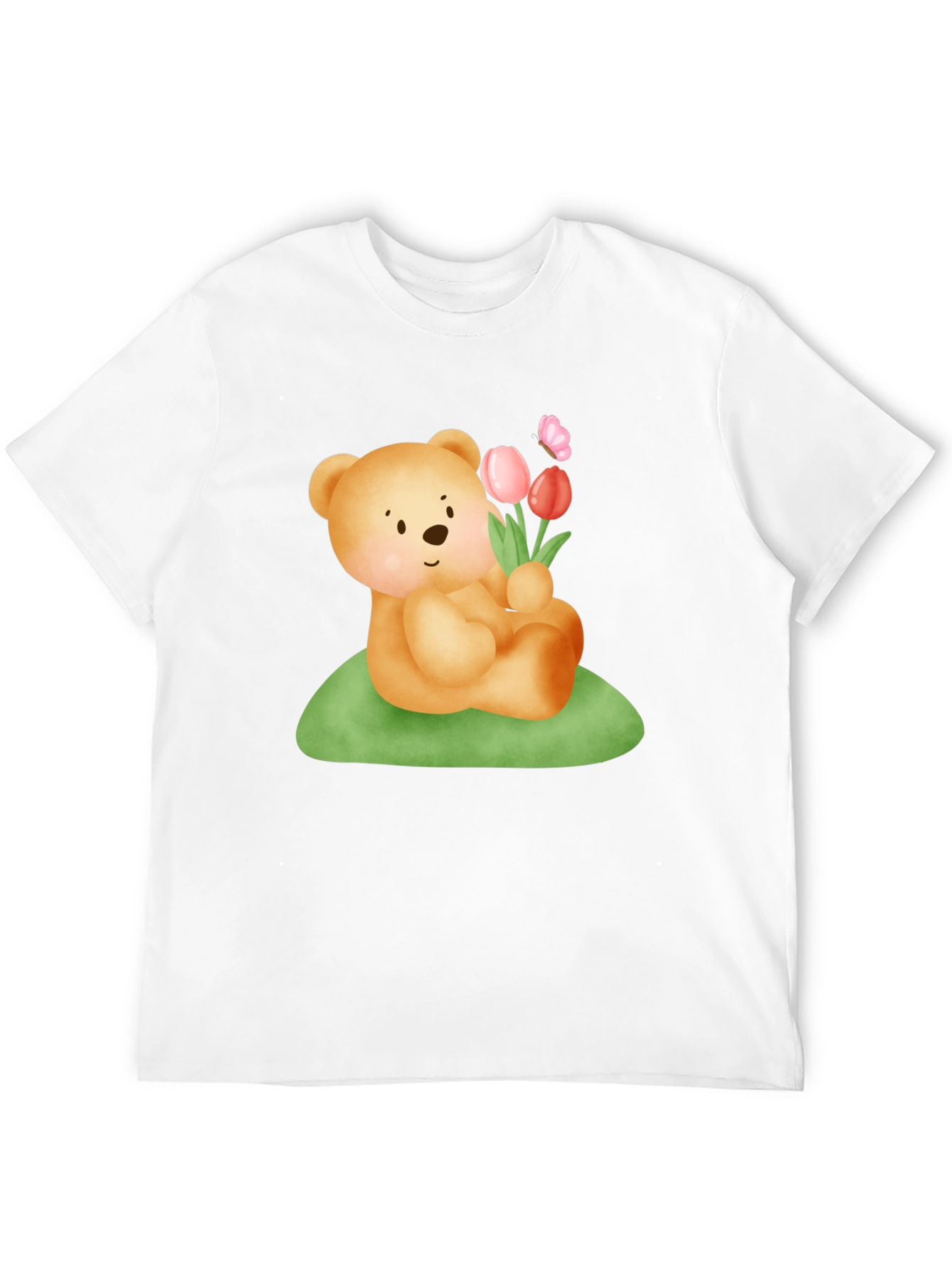Cute Bear & Flowers Graphic T-Shirt